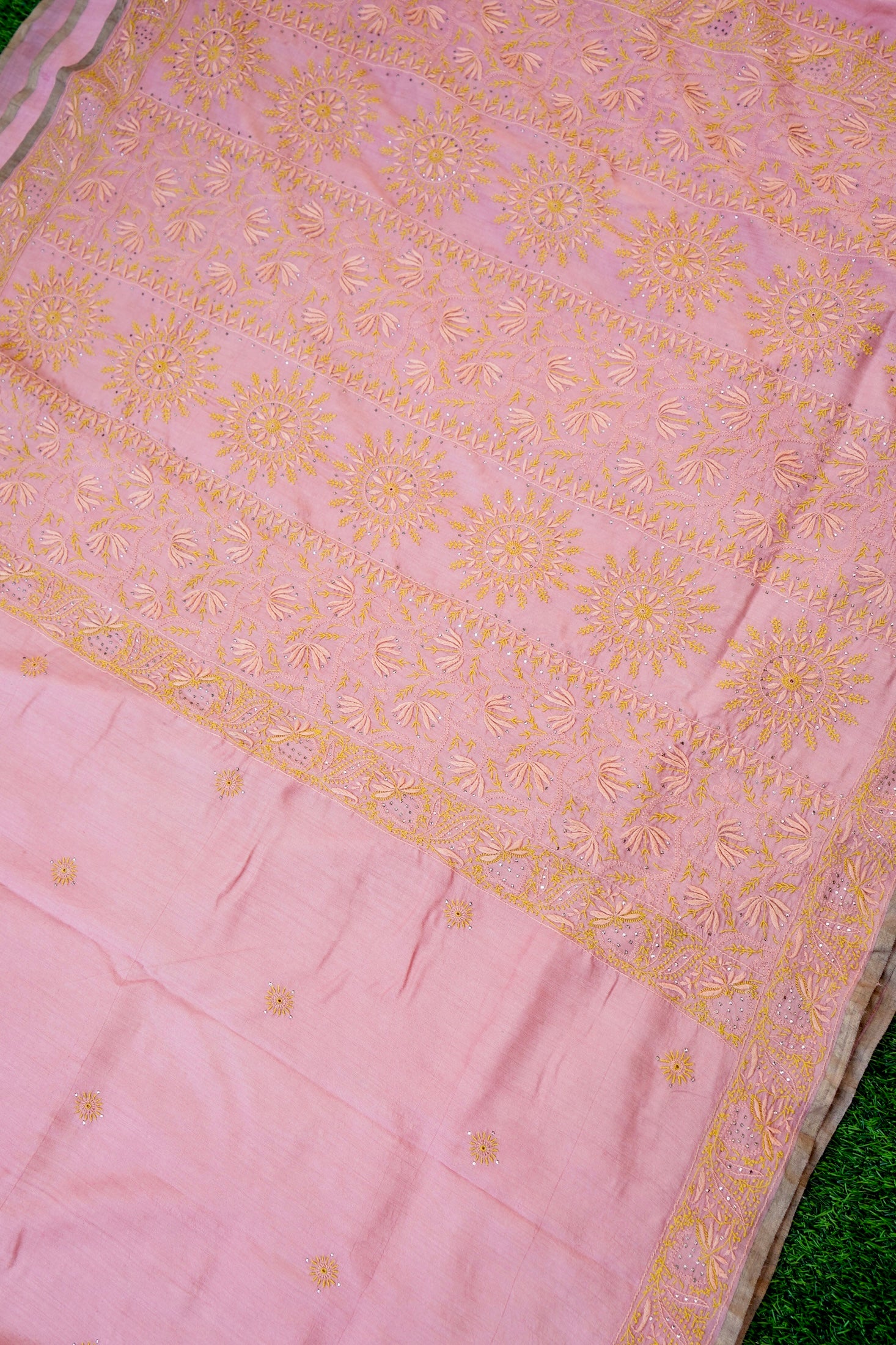 Chikankari Moonga Tussar Silk Saree