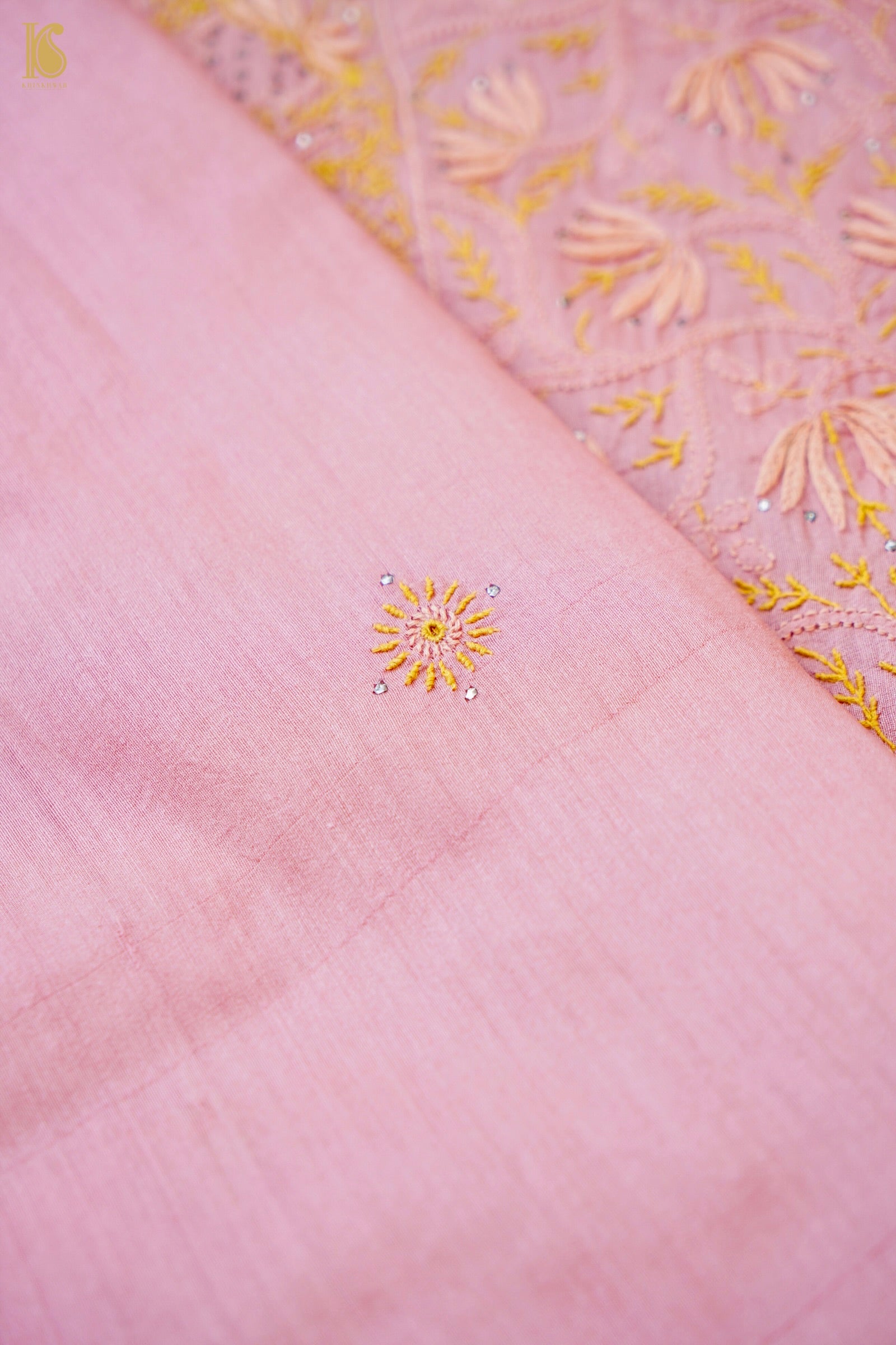 Chikankari Moonga Tussar Silk Saree
