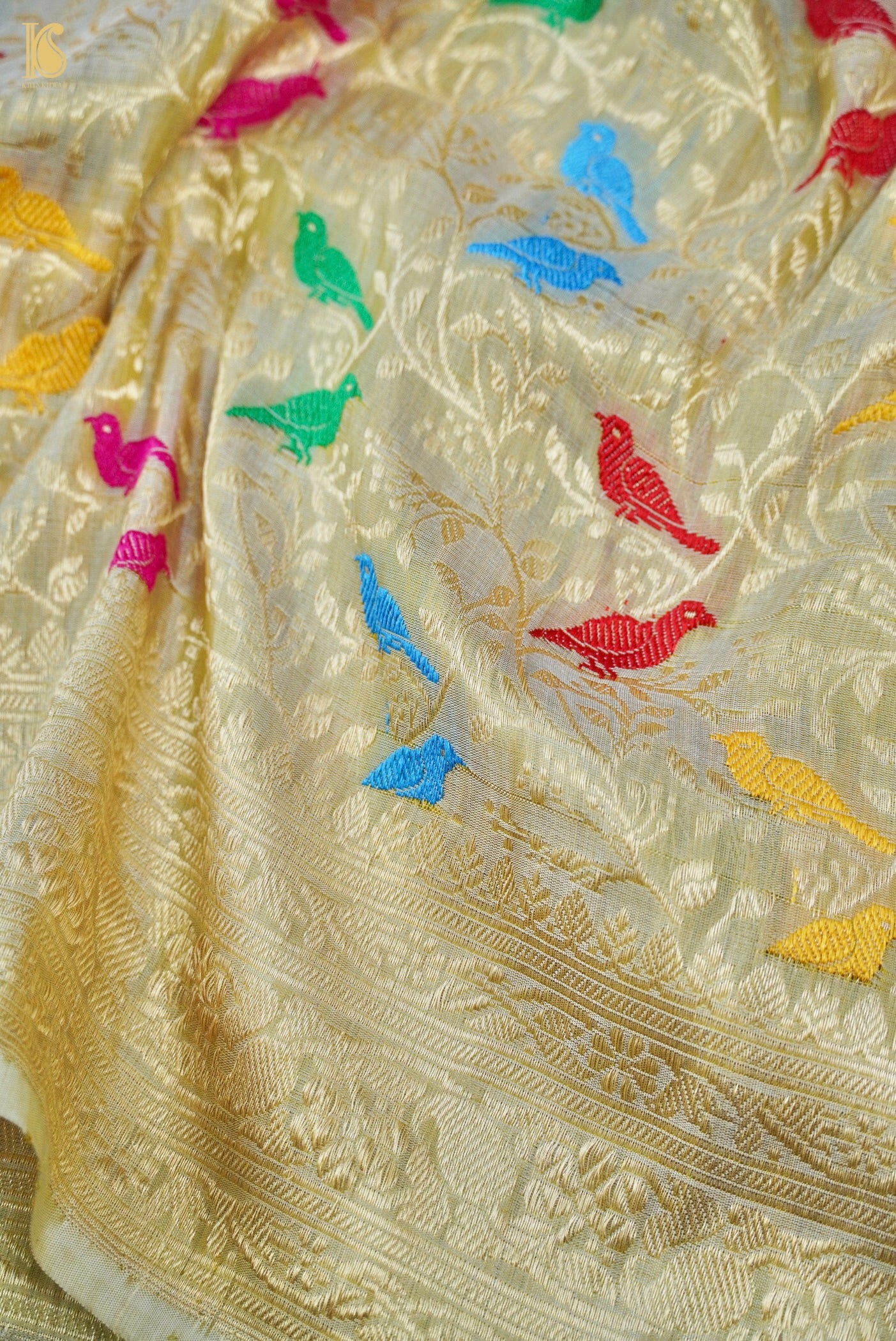 Handloom Banarasi Katan Silk Chidiya Dupatta