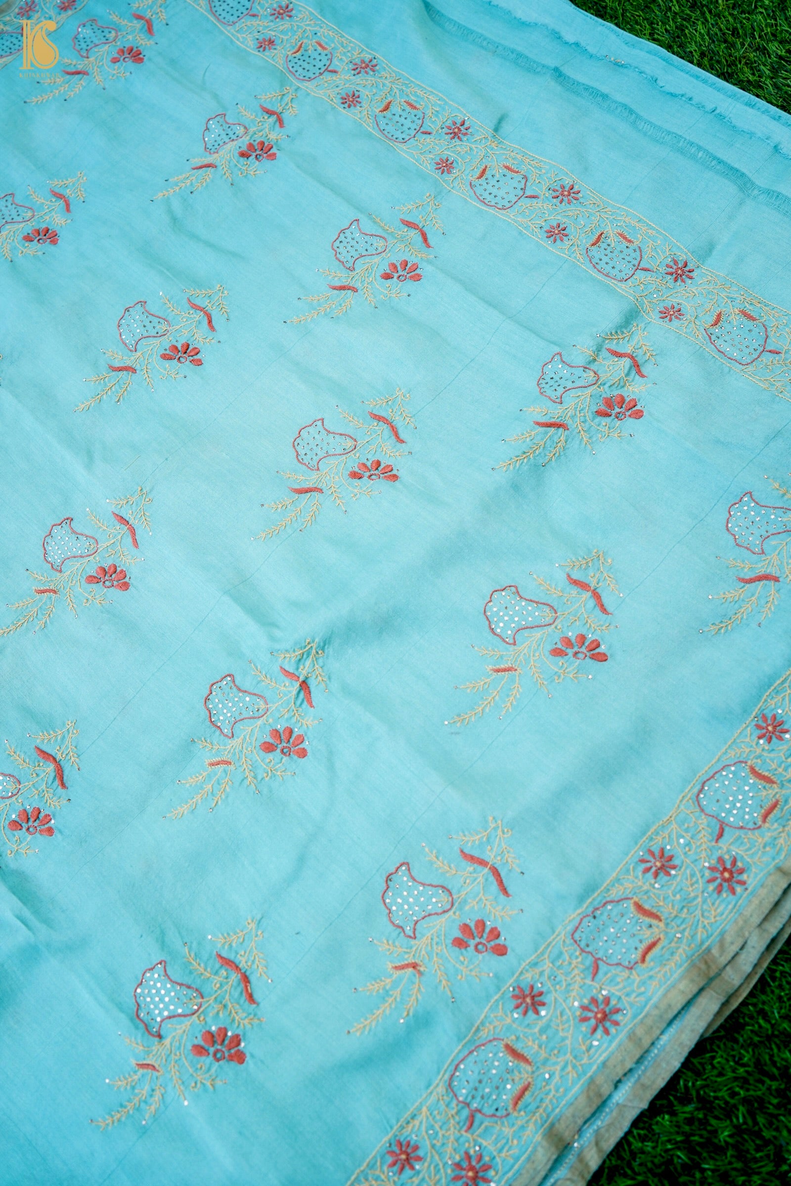Chikankari Moonga Tussar Silk Saree