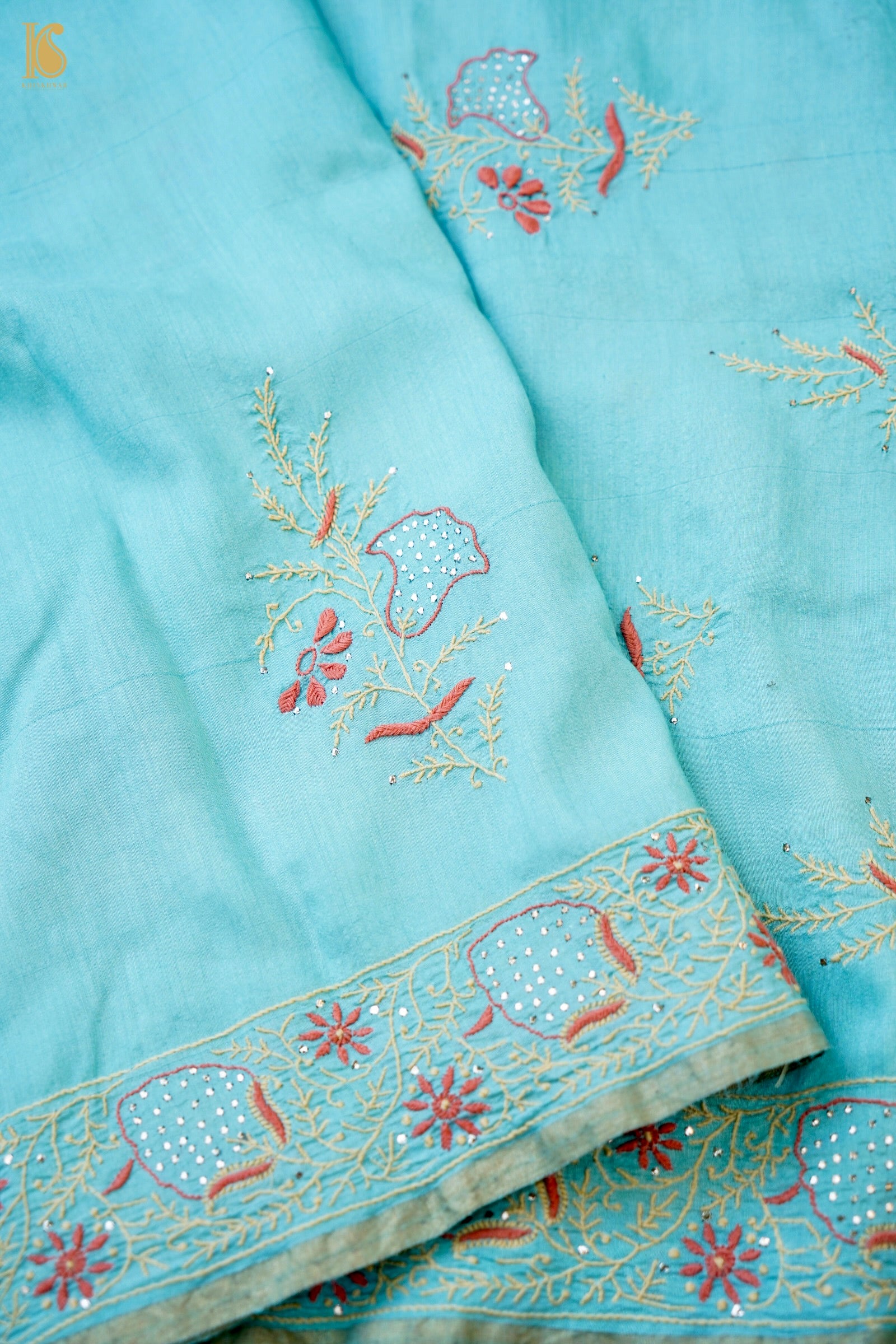 Chikankari Moonga Tussar Silk Saree
