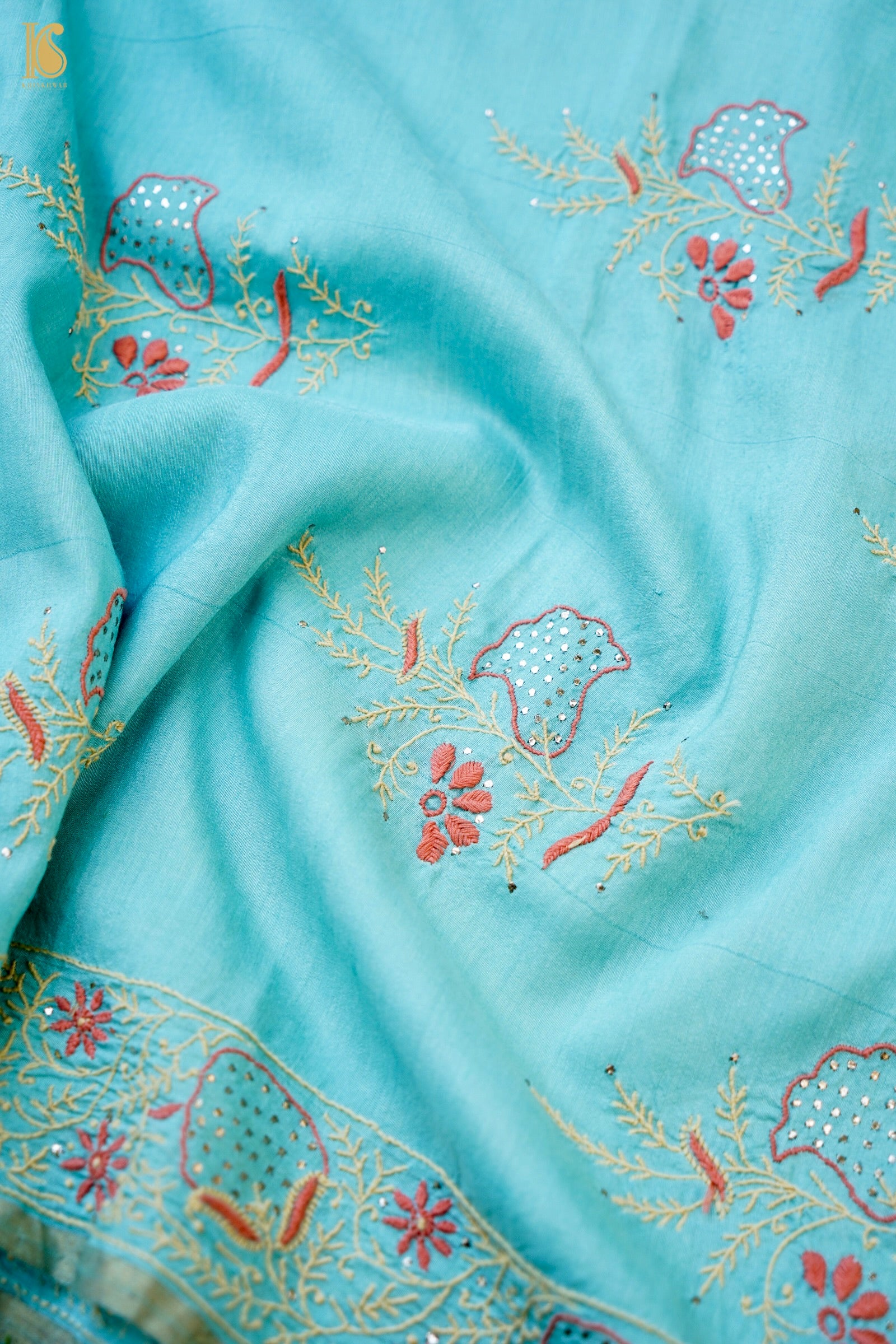 Chikankari Moonga Tussar Silk Saree