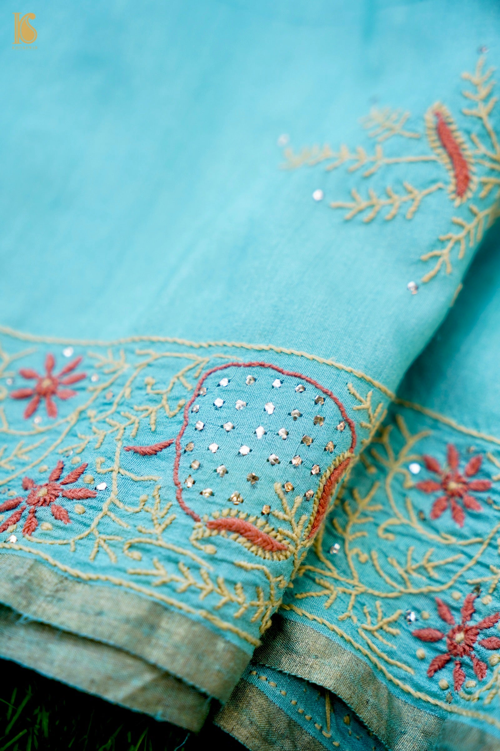 Chikankari Moonga Tussar Silk Saree