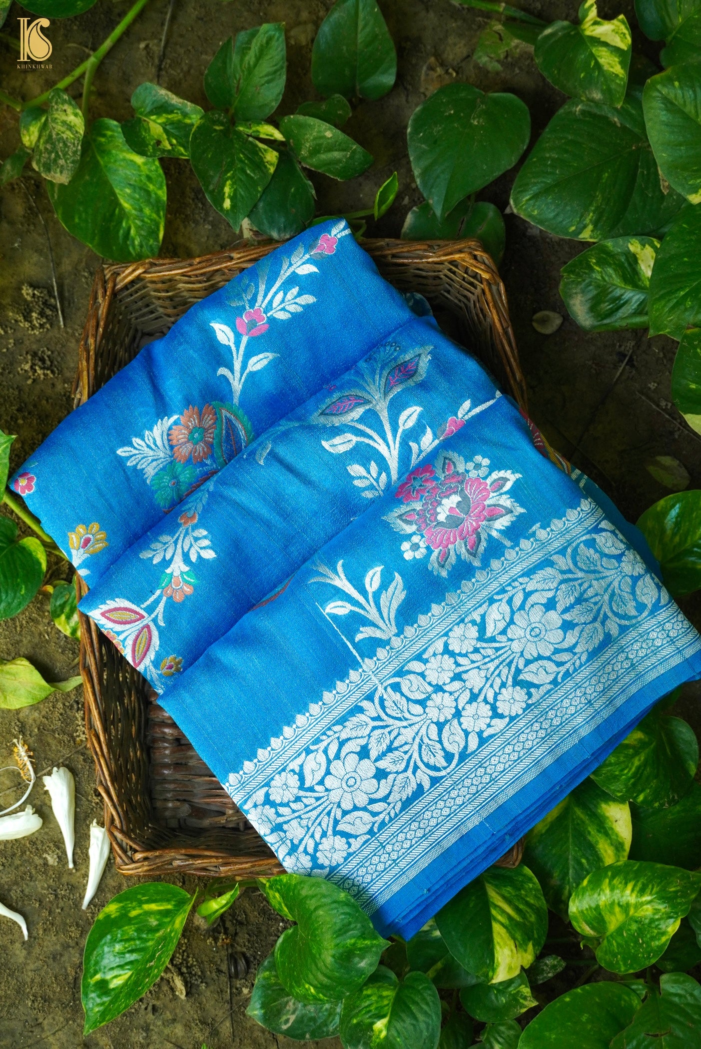 Handloom Banarasi Tussar Silk Meenakari Saree