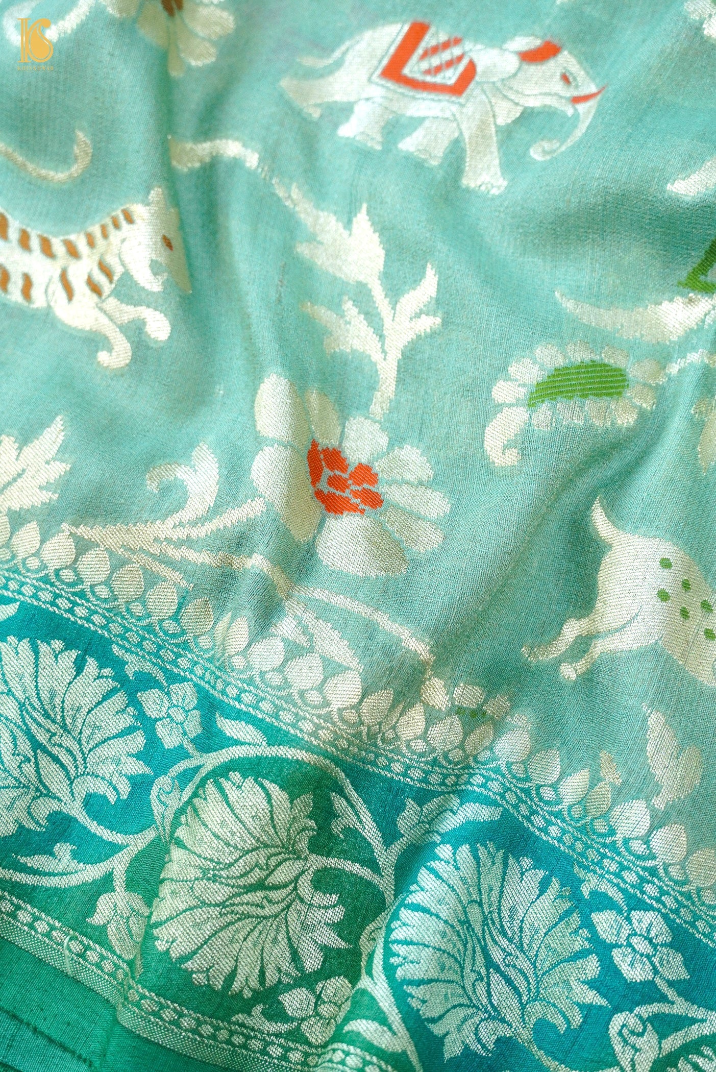 Handloom Banarasi Tussar Silk Meenakari Shikargah Saree