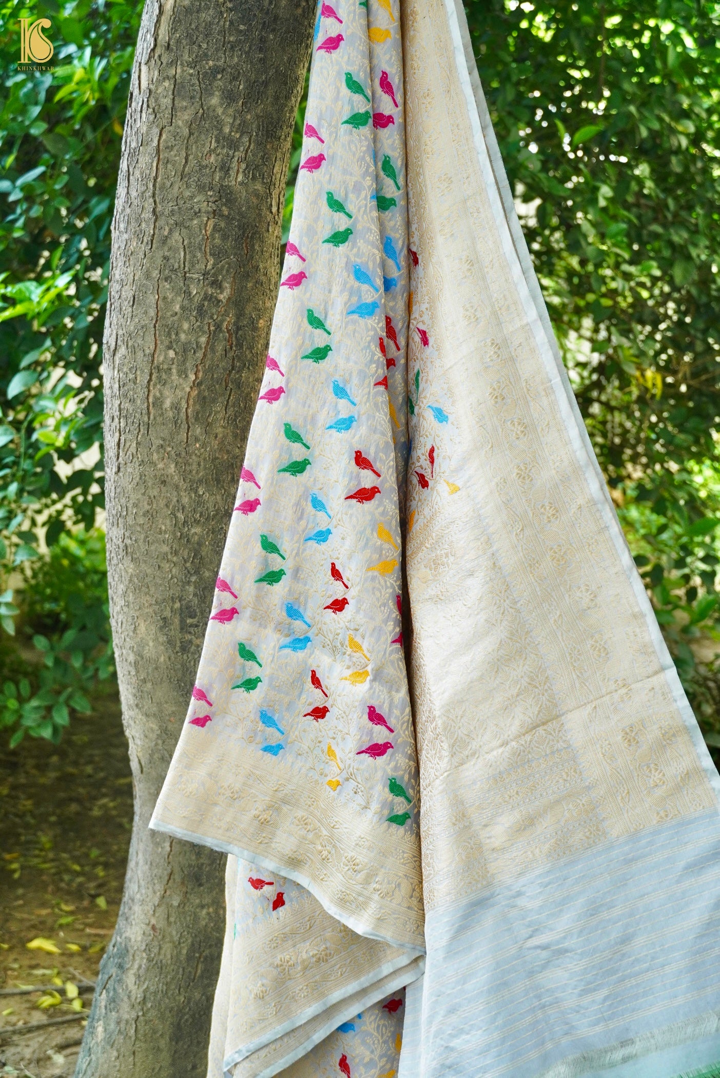 Handloom Banarasi Katan Silk Chidiya Dupatta