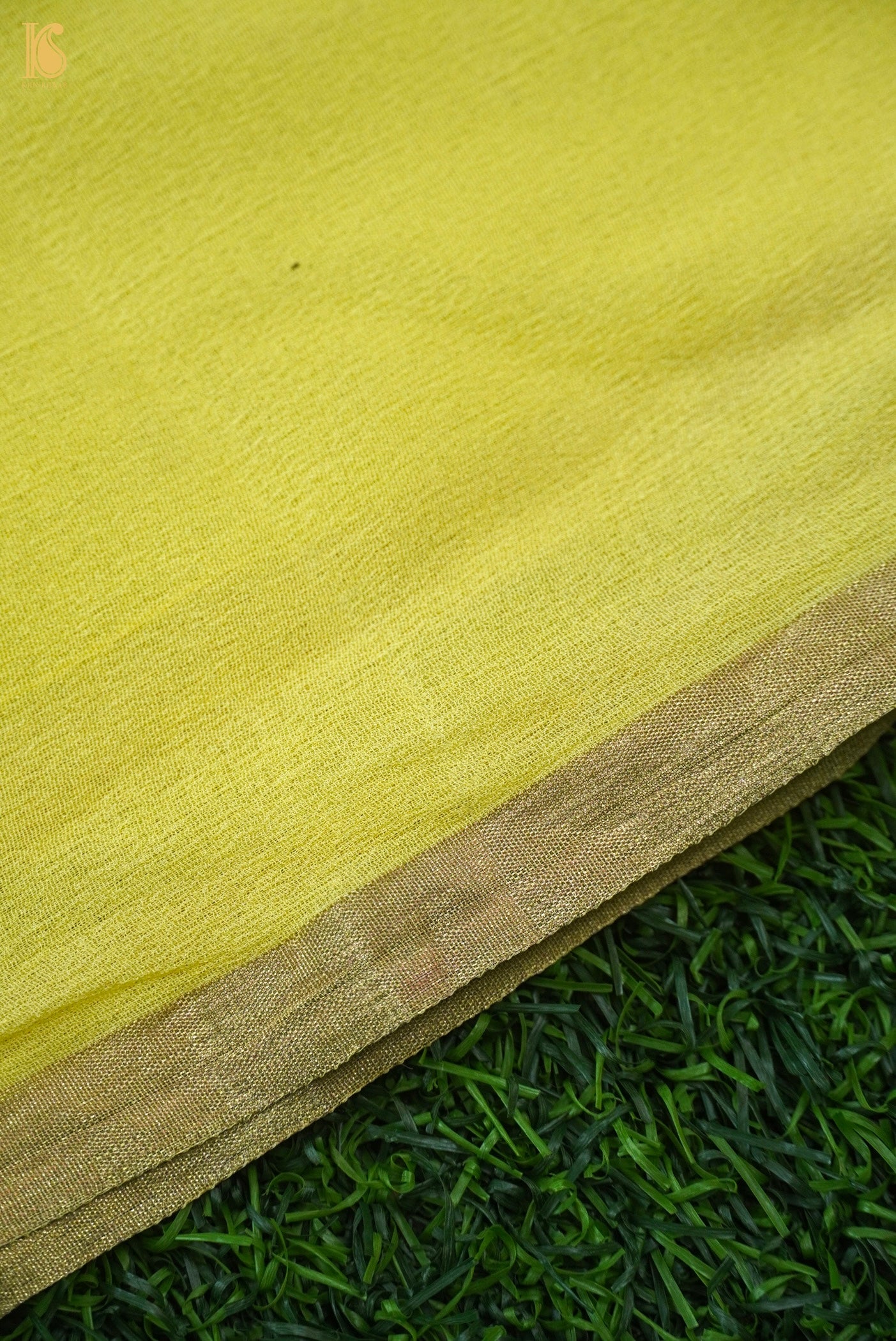 Yellow Plain Georgette Handloom Banarasi Saree - Khinkhwab
