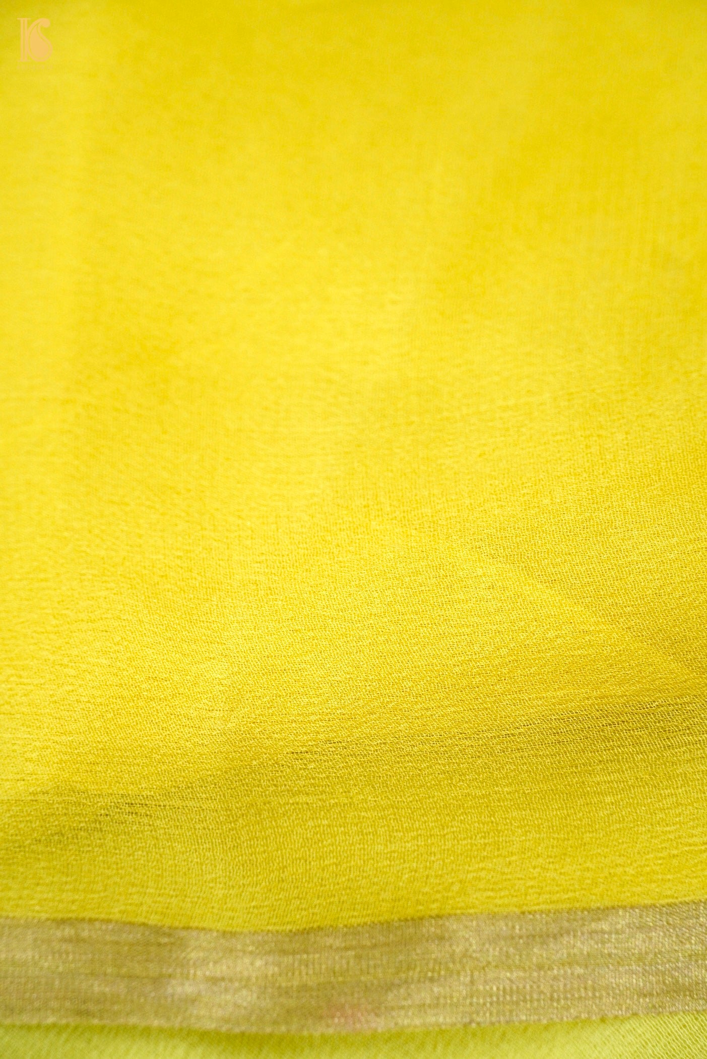 Yellow Plain Georgette Handloom Banarasi Saree - Khinkhwab