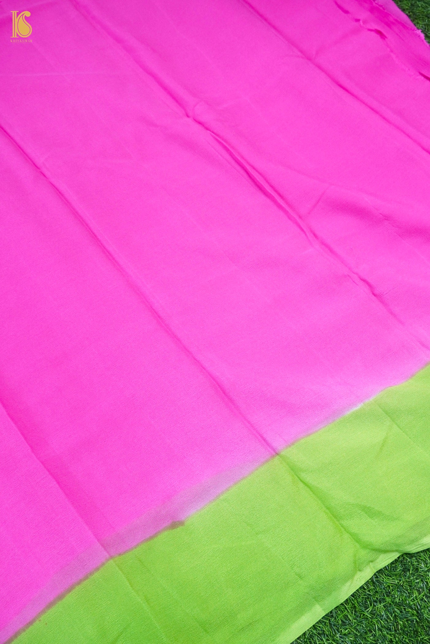 Pink & Green Georgette Saree - Khinkhwab