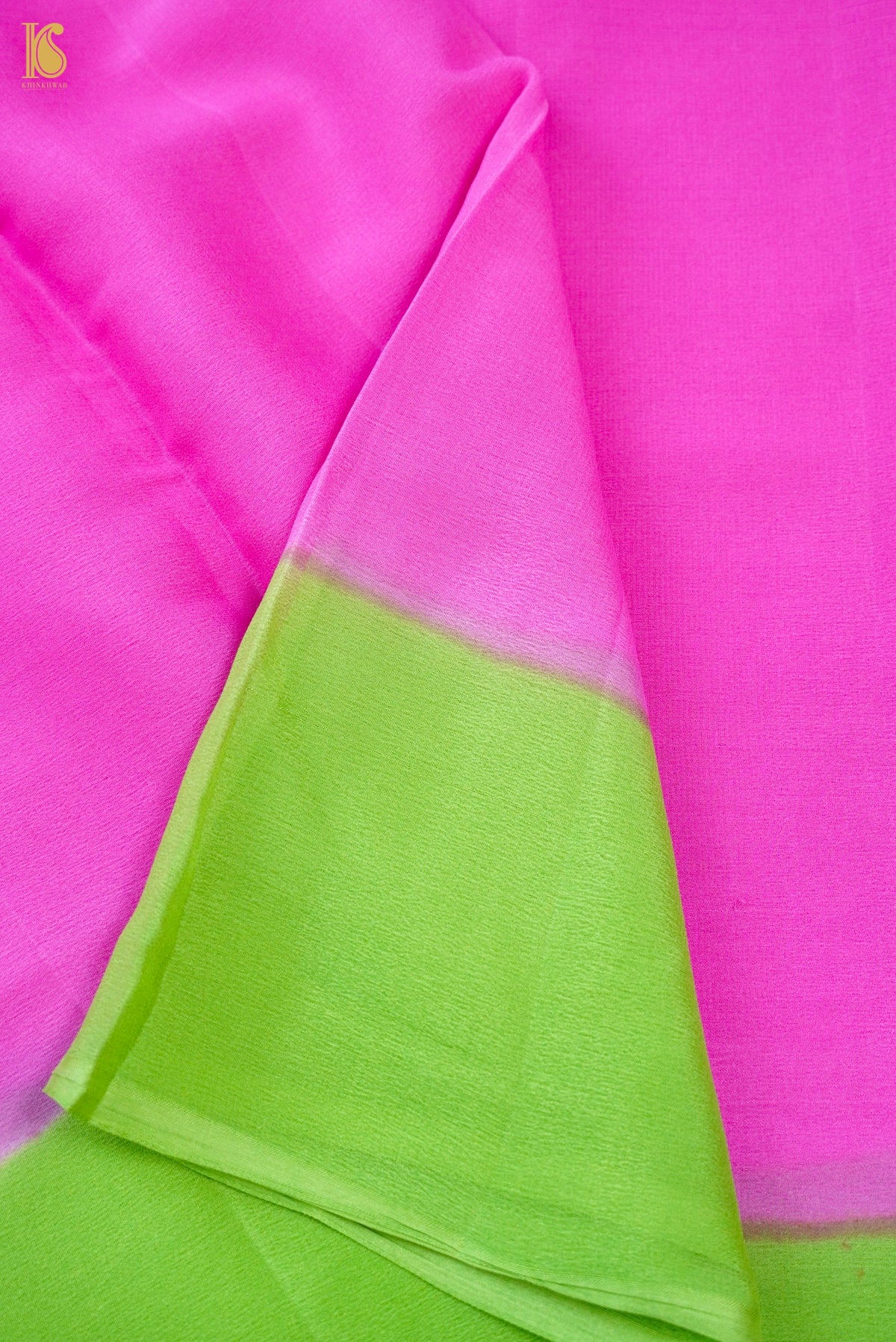 Pink & Green Georgette Saree - Khinkhwab