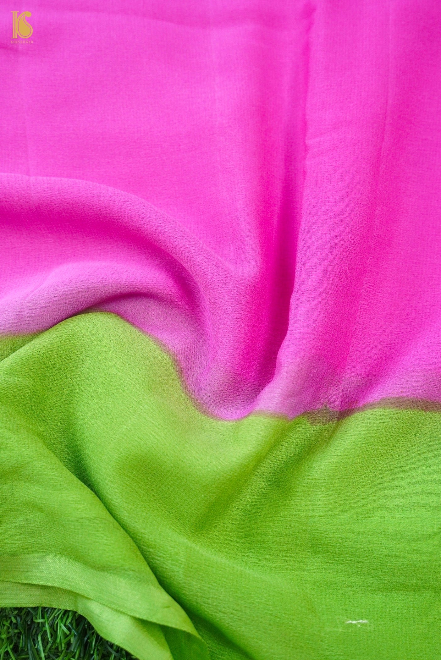 Pink & Green Georgette Saree - Khinkhwab