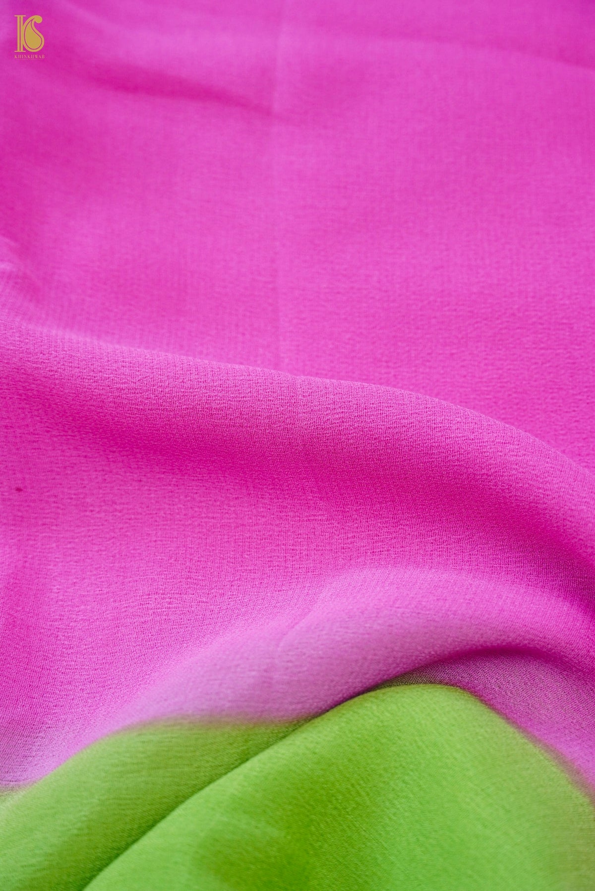 Pink & Green Georgette Saree - Khinkhwab