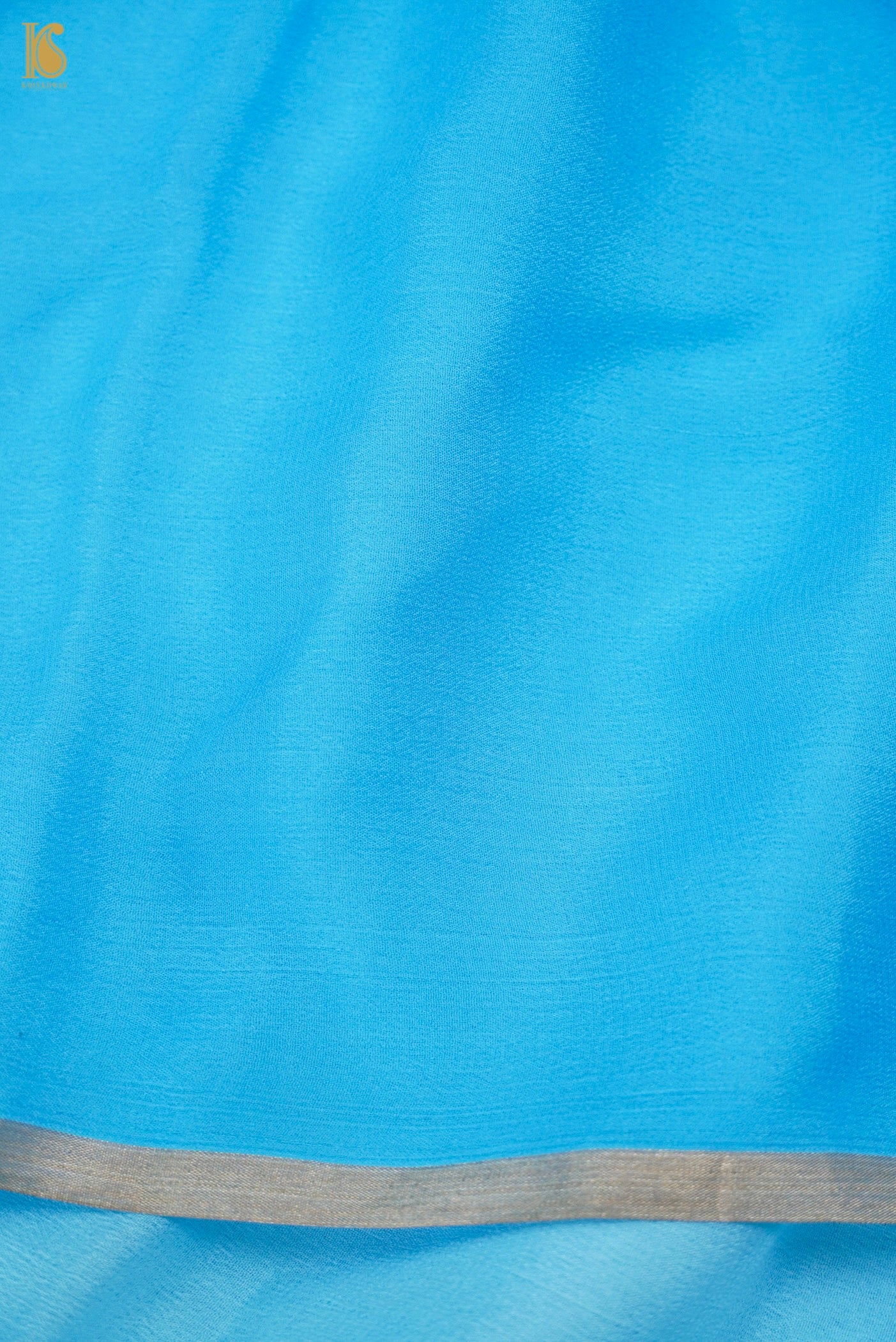 Blue Plain Georgette Handloom Banarasi Saree