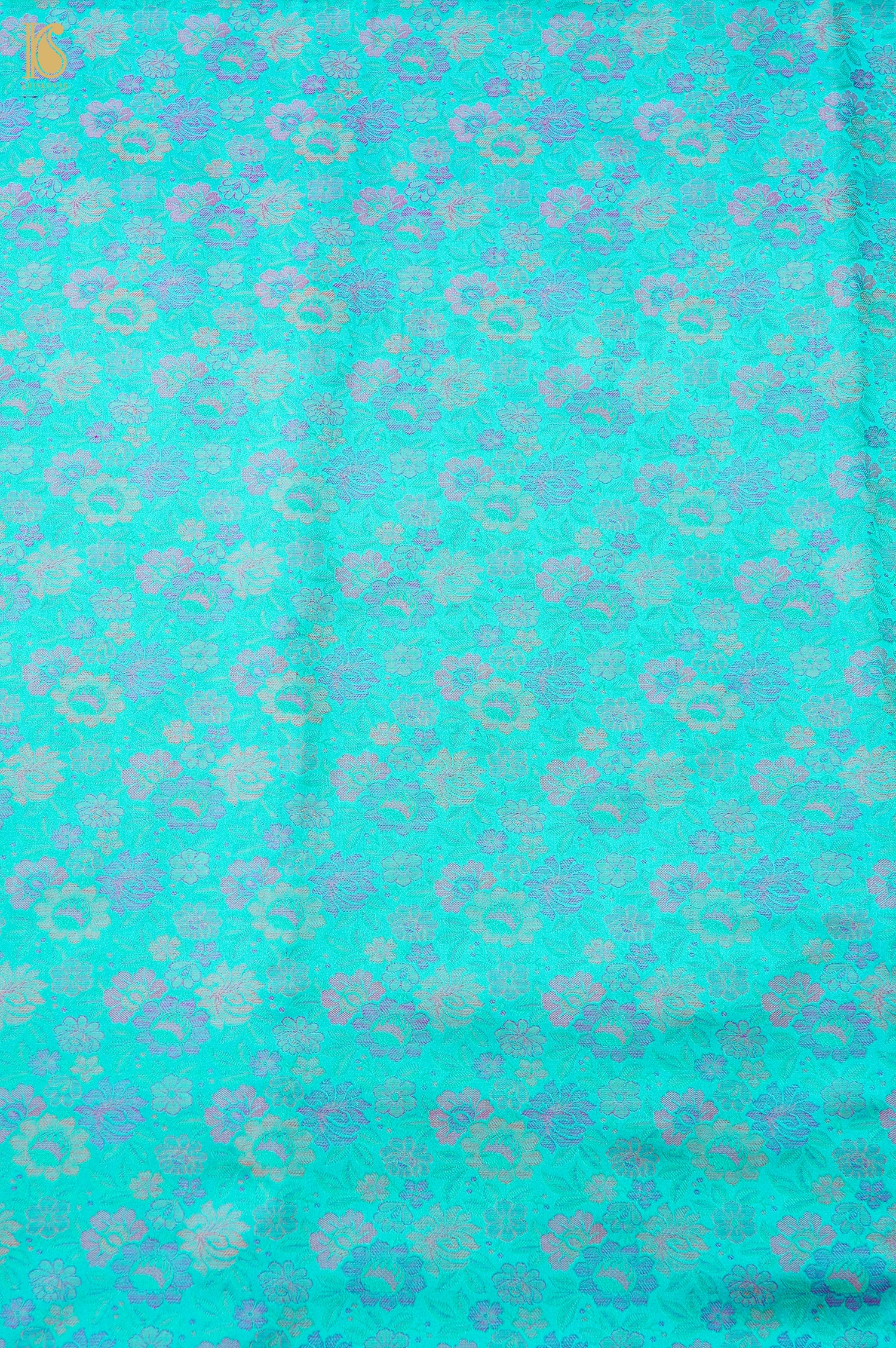 Handloom Banarasi Peonies Tanchoi Silk Fabric