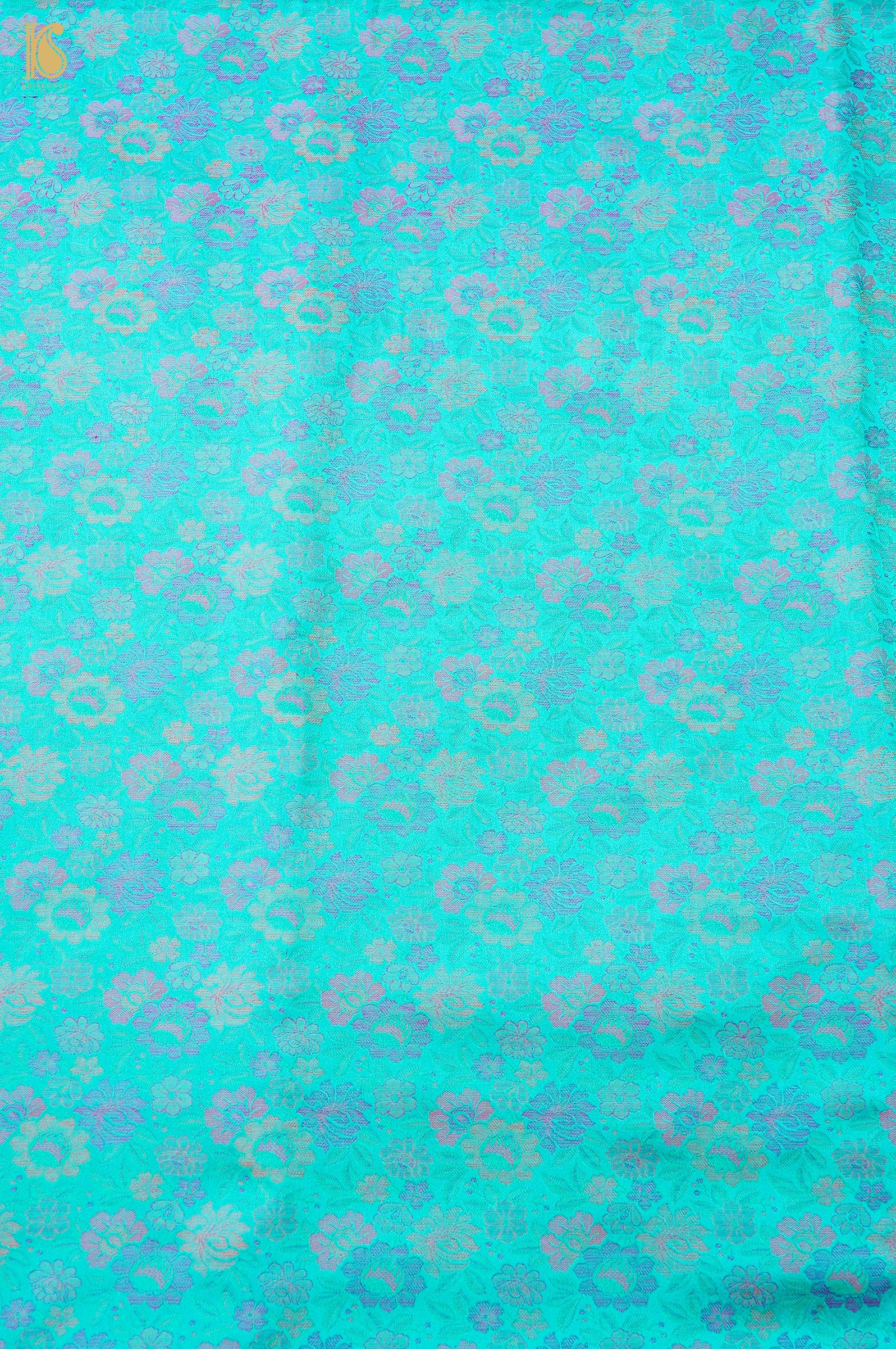 Handloom Banarasi Peonies Tanchoi Silk Fabric