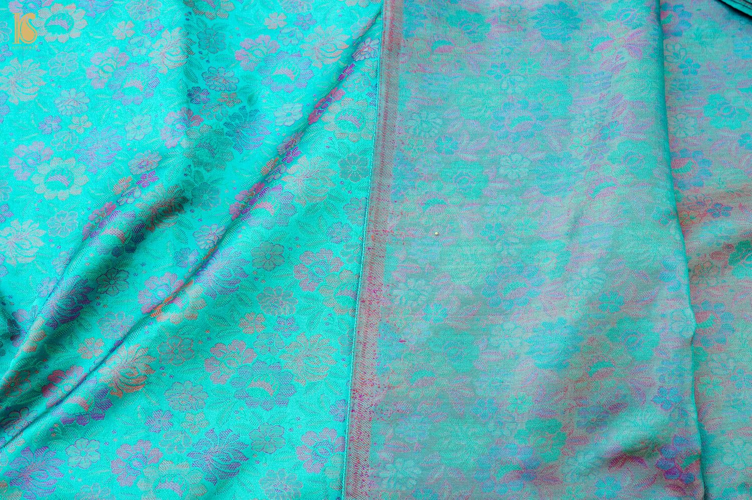 Handloom Banarasi Peonies Tanchoi Silk Fabric