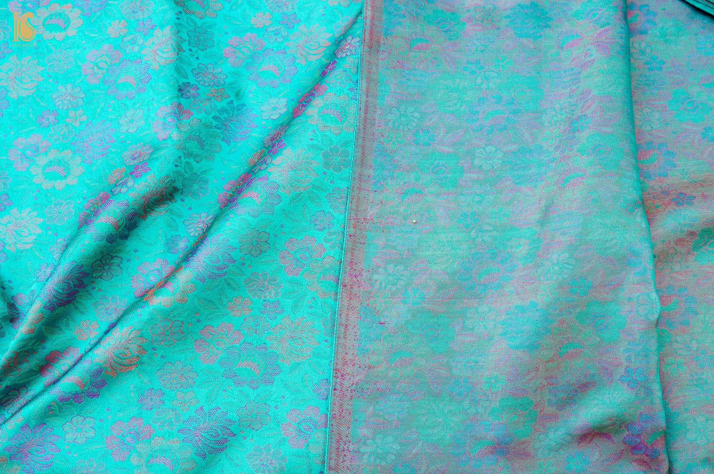 Handloom Banarasi Peonies Tanchoi Silk Fabric