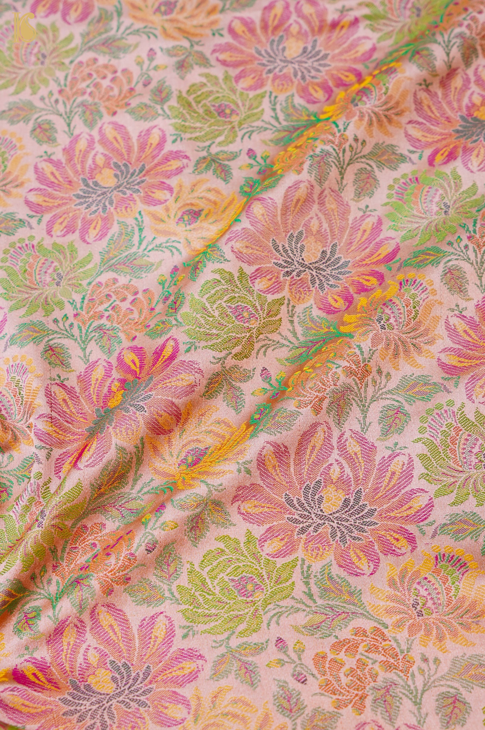 Handloom Banarasi Marigold Tanchoi Silk Fabric