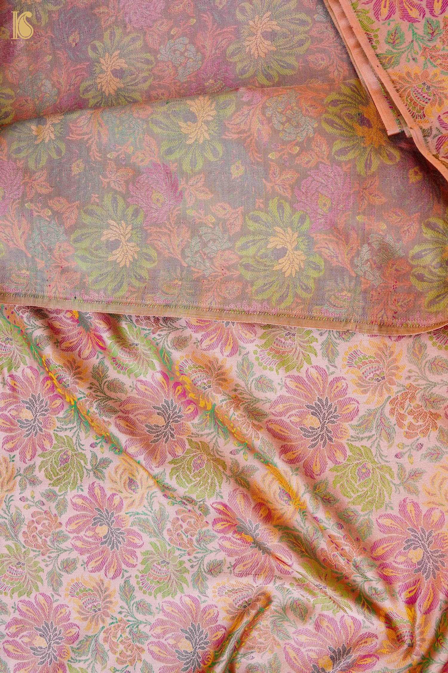 Handloom Banarasi Marigold Tanchoi Silk Fabric