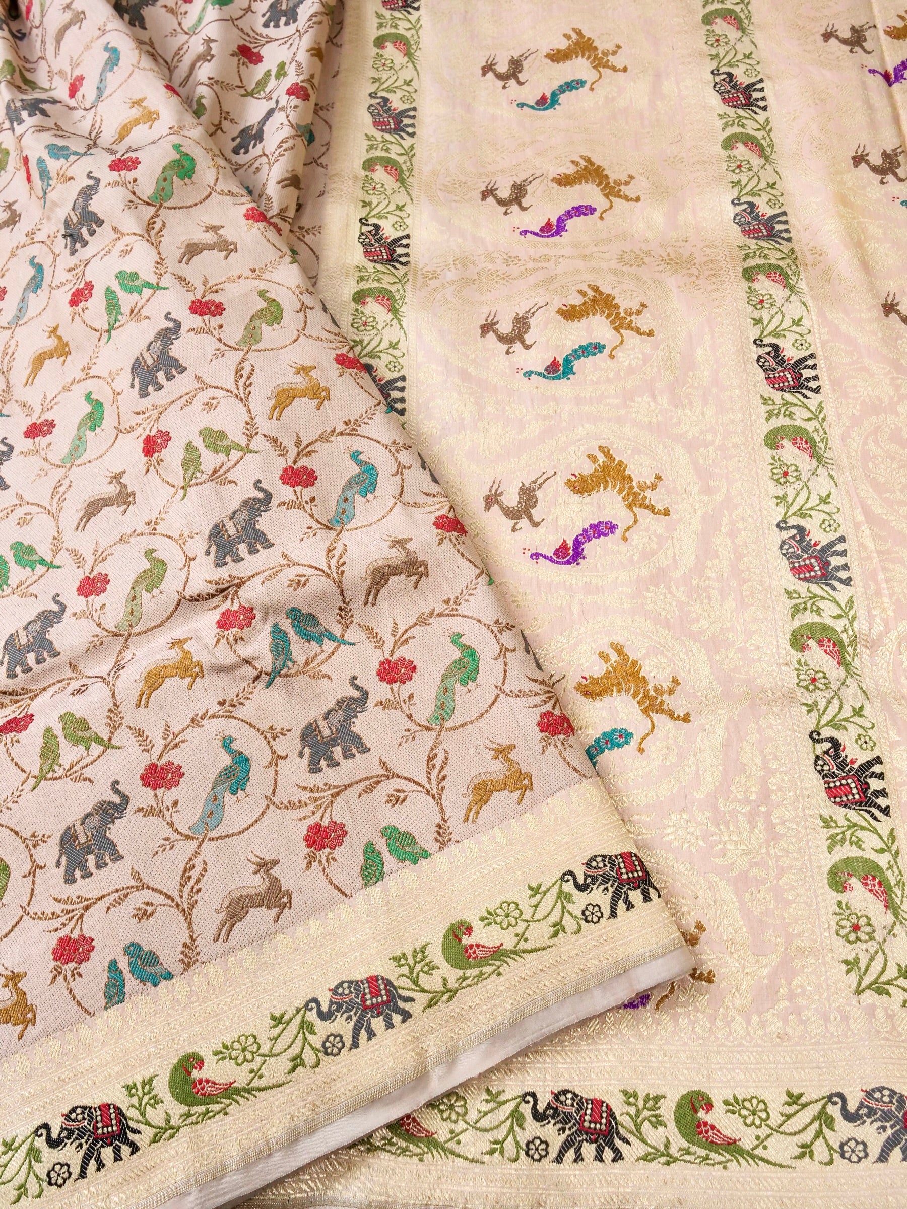 Handloom Banarasi Katan Shikargah Saree