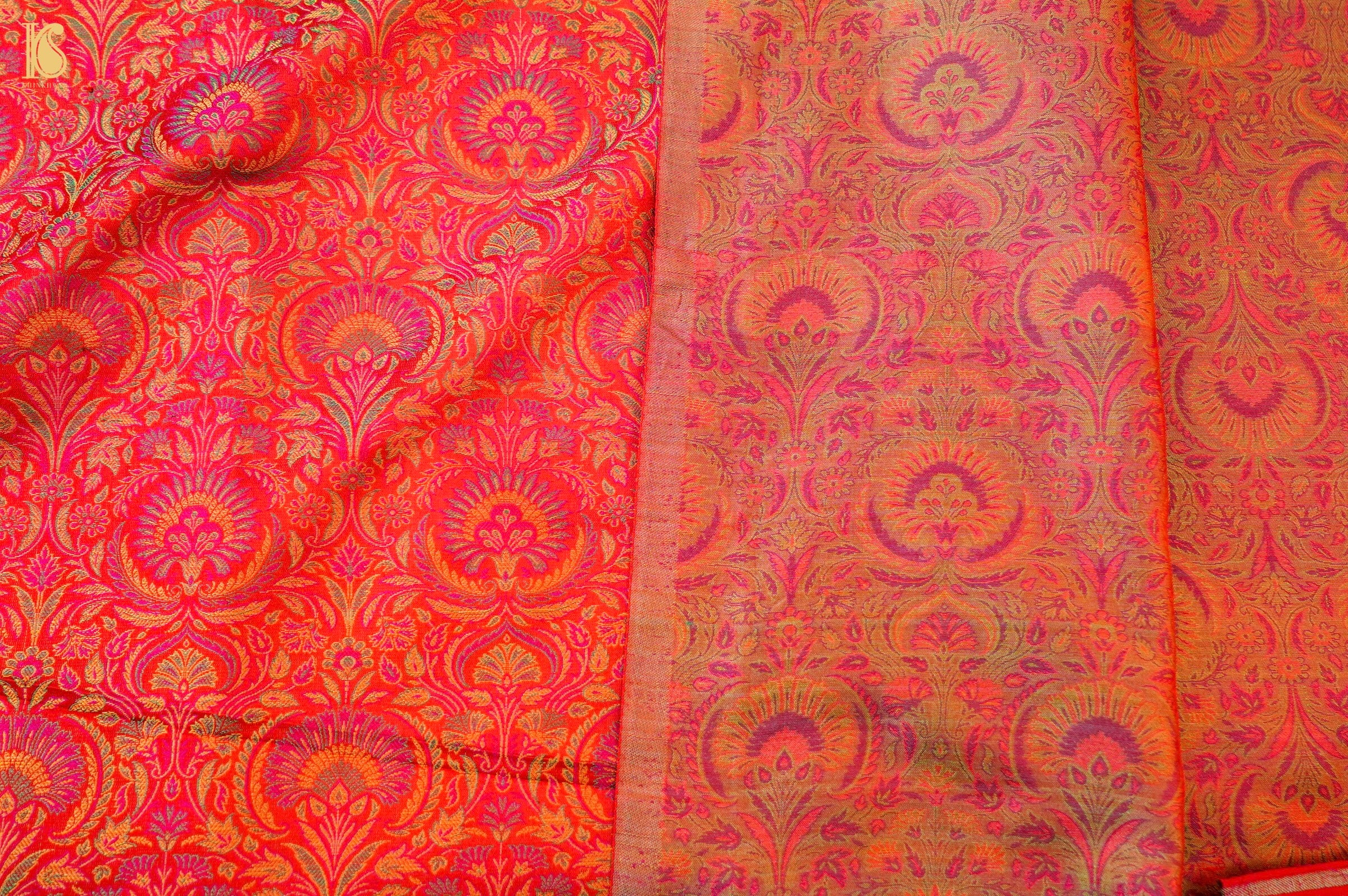 Handloom Banarasi Neelkanthi Tanchoi Silk Fabric