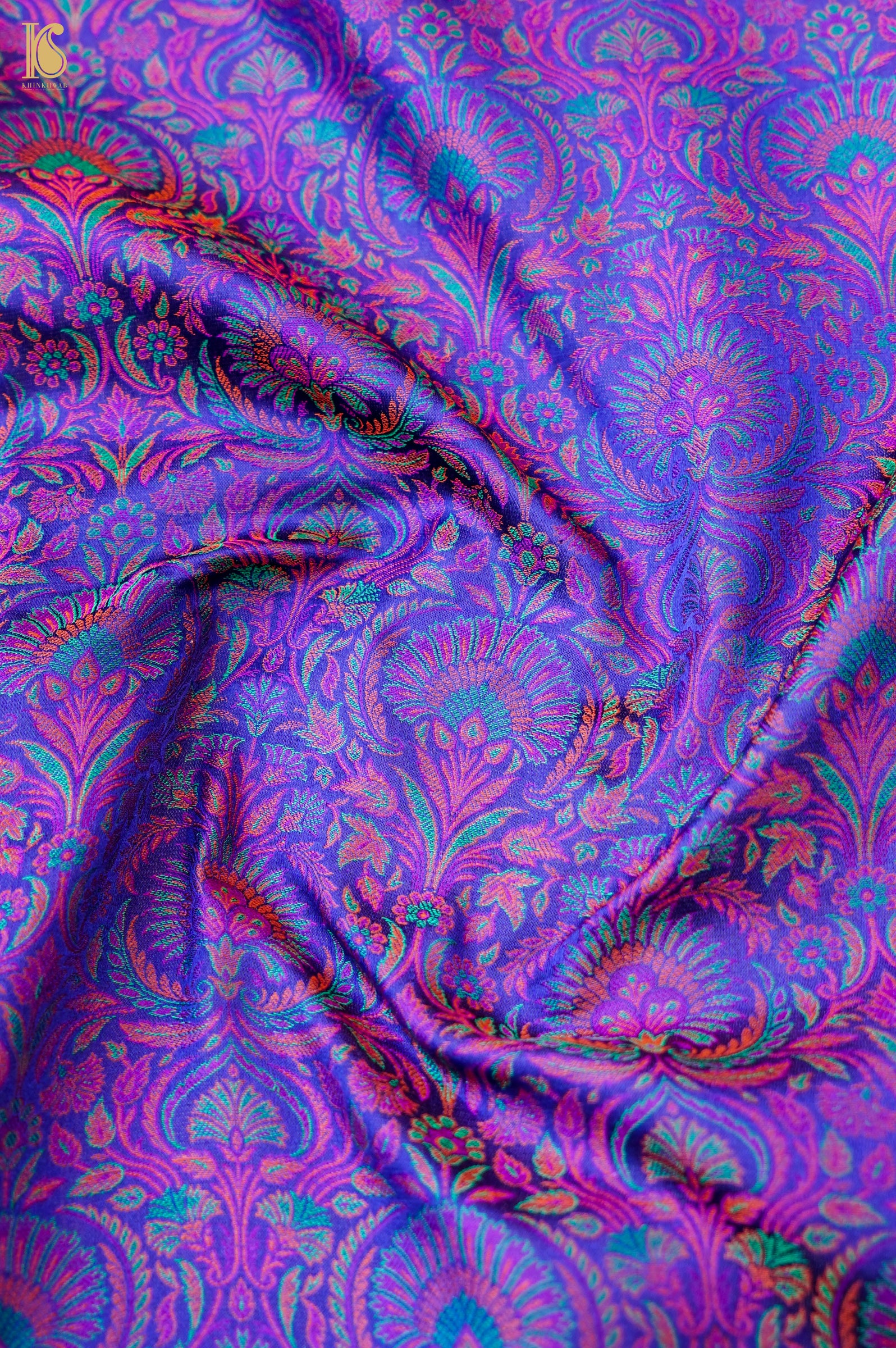 Handloom Banarasi Neelkanthi Tanchoi Silk Fabric