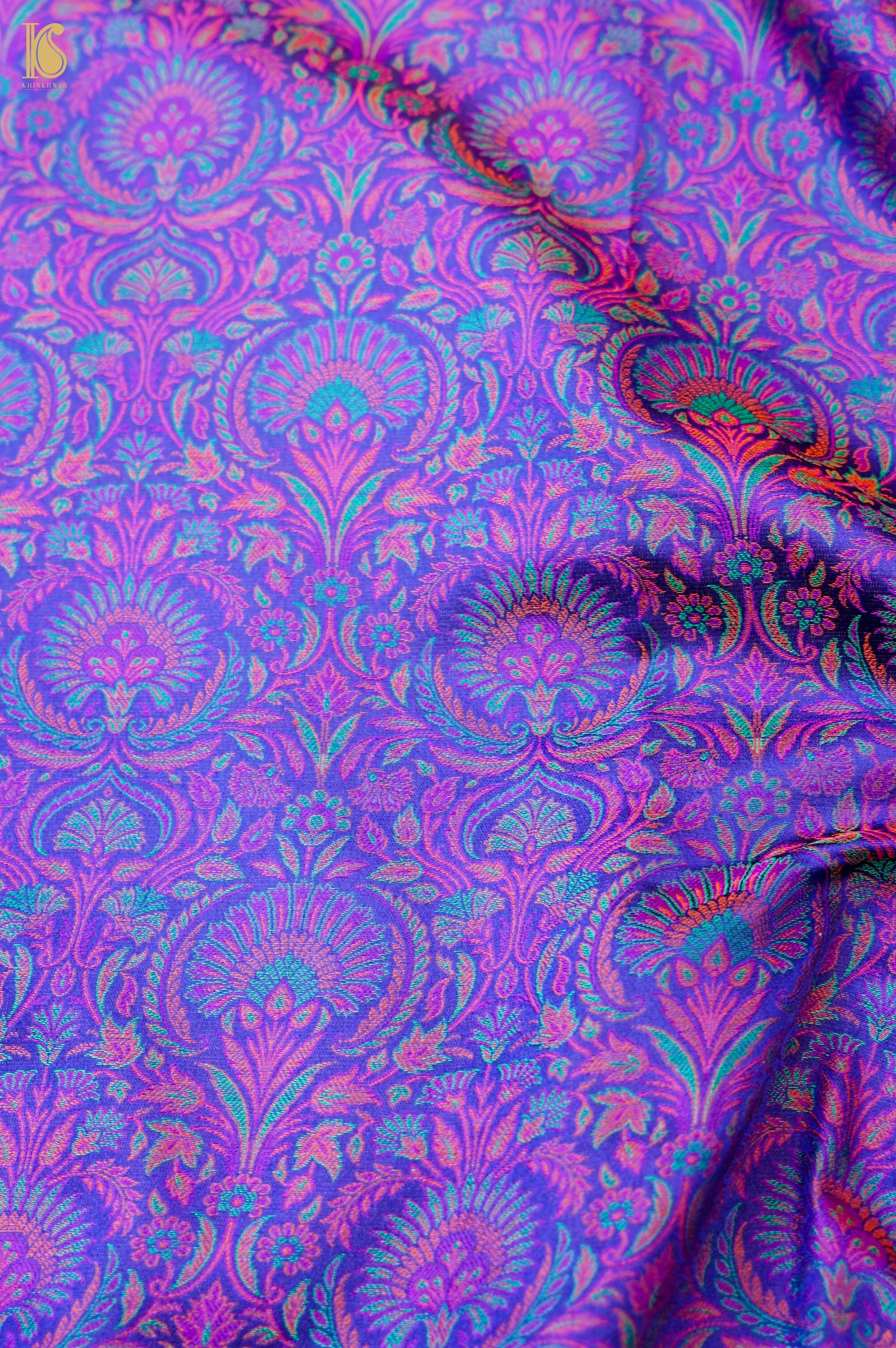 Handloom Banarasi Neelkanthi Tanchoi Silk Fabric