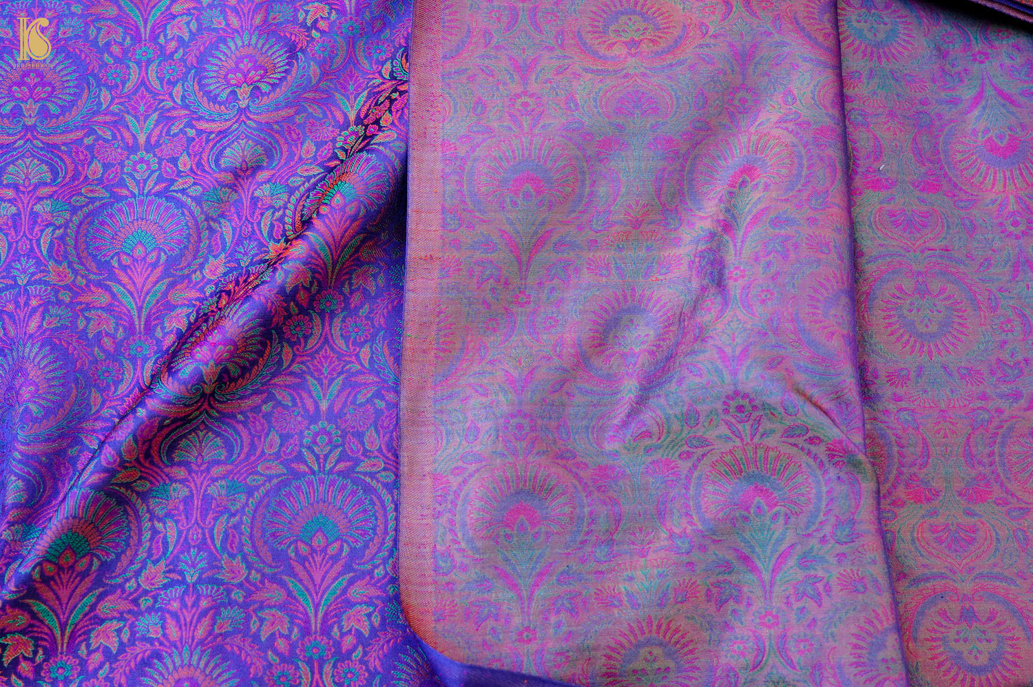 Handloom Banarasi Neelkanthi Tanchoi Silk Fabric