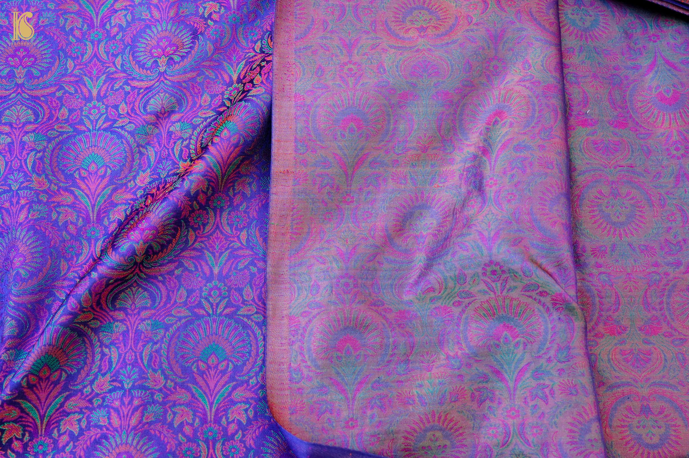 Handloom Banarasi Neelkanthi Tanchoi Silk Fabric