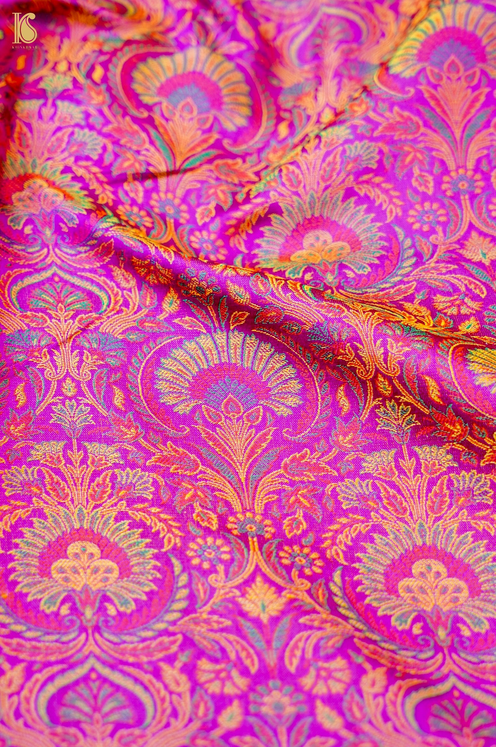 Handloom Banarasi Neelkanthi Tanchoi Silk Fabric