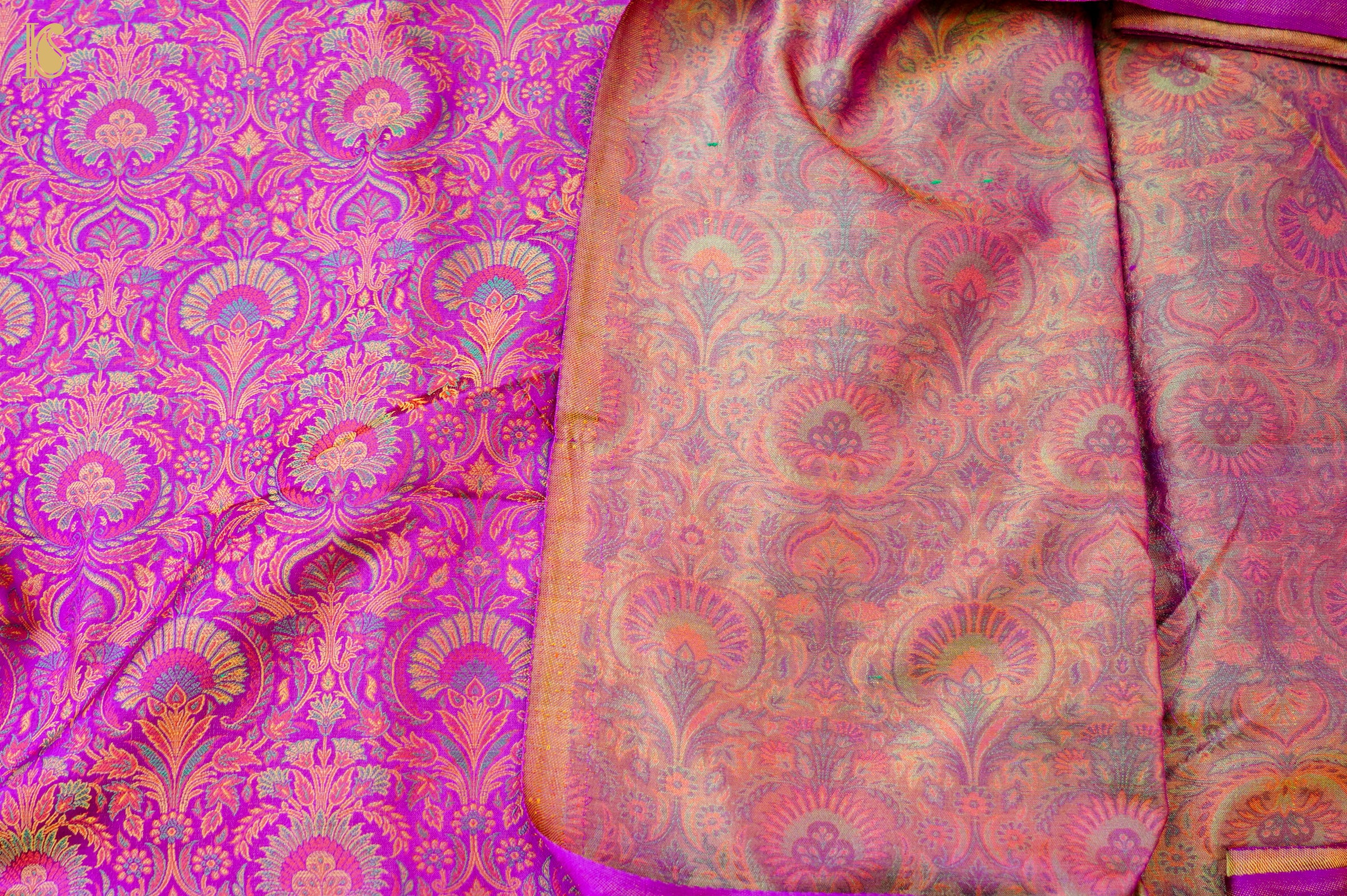 Handloom Banarasi Neelkanthi Tanchoi Silk Fabric