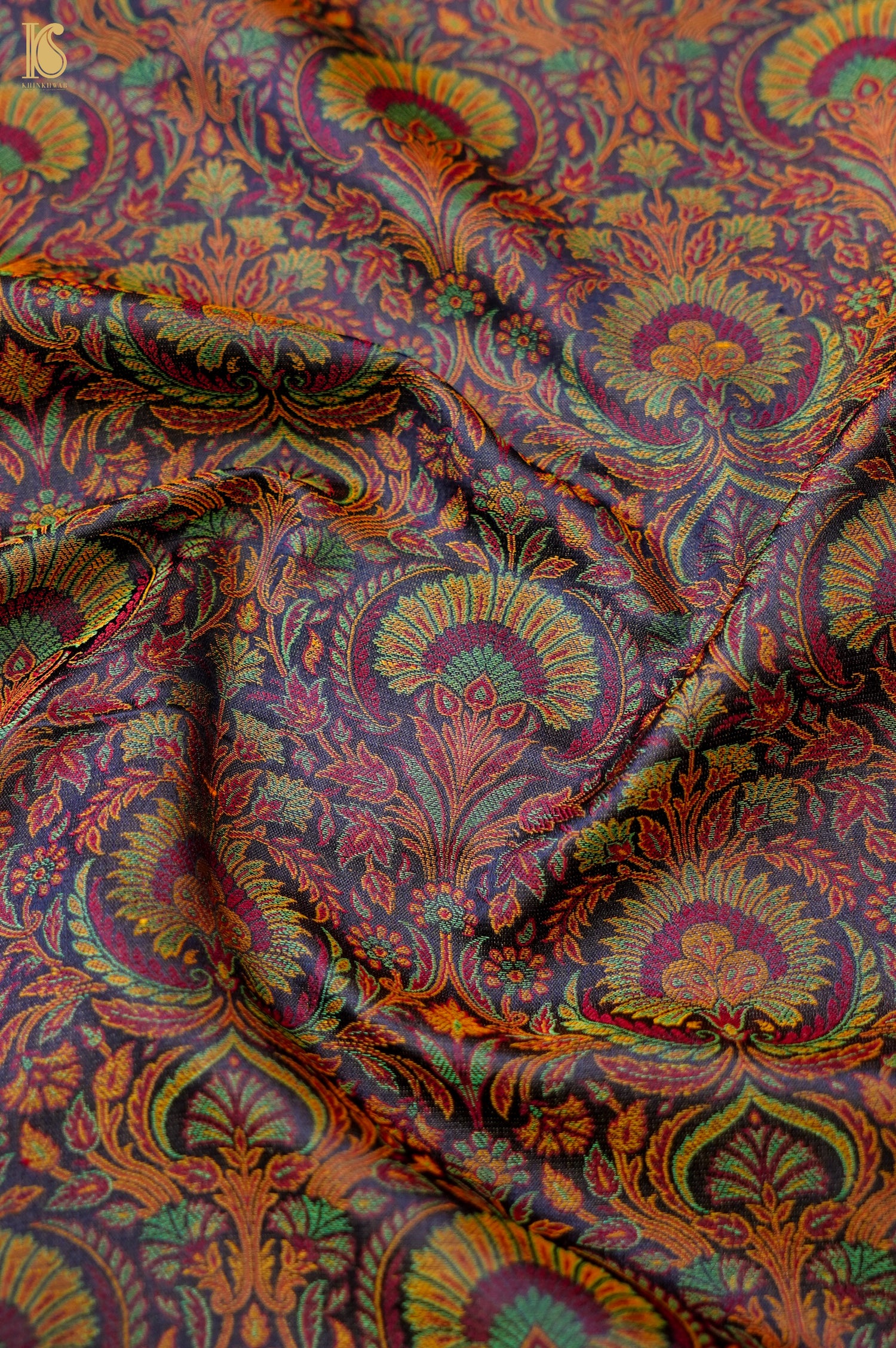 Handloom Banarasi Neelkanthi Tanchoi Silk Fabric