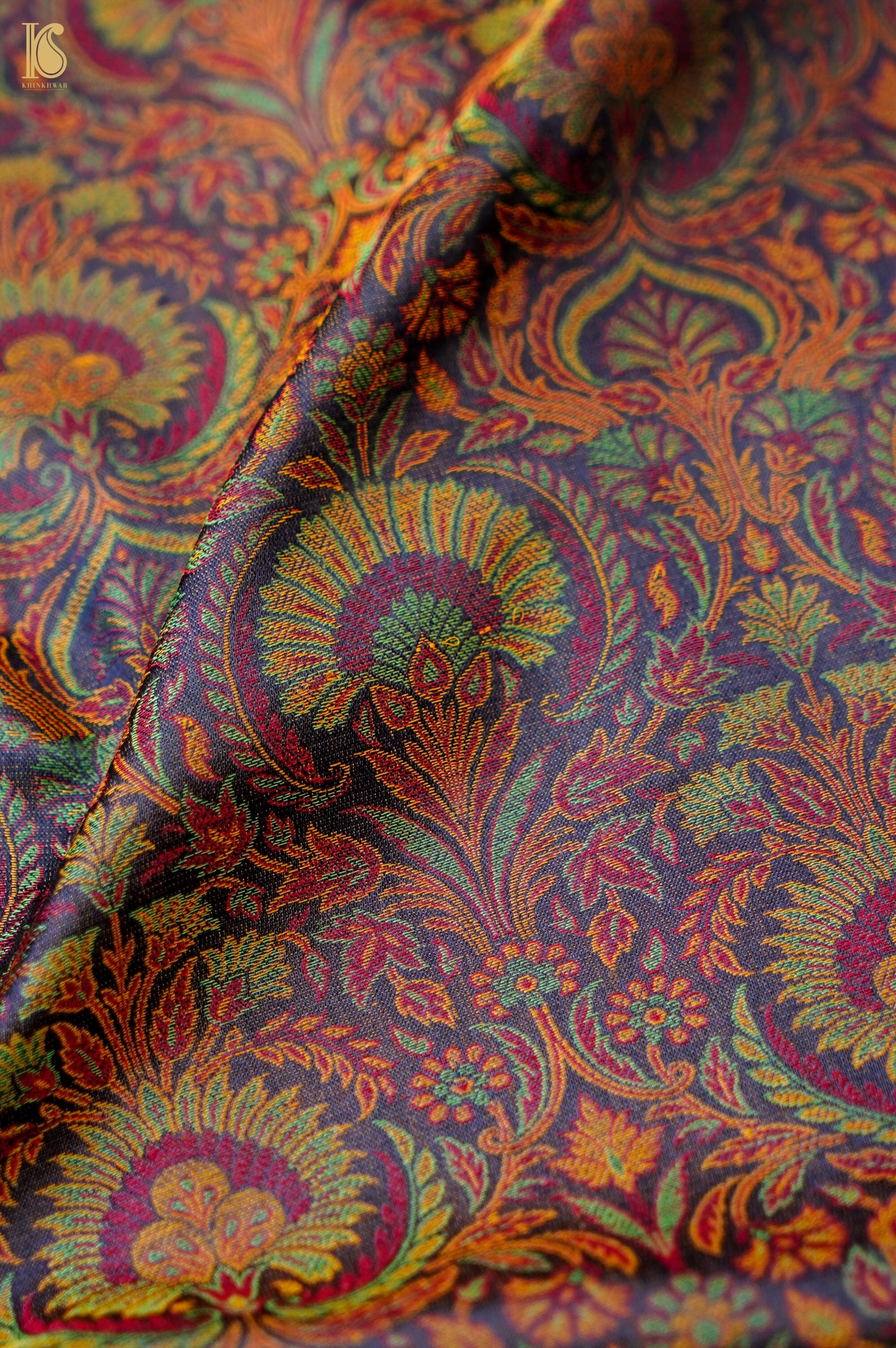 Handloom Banarasi Neelkanthi Tanchoi Silk Fabric