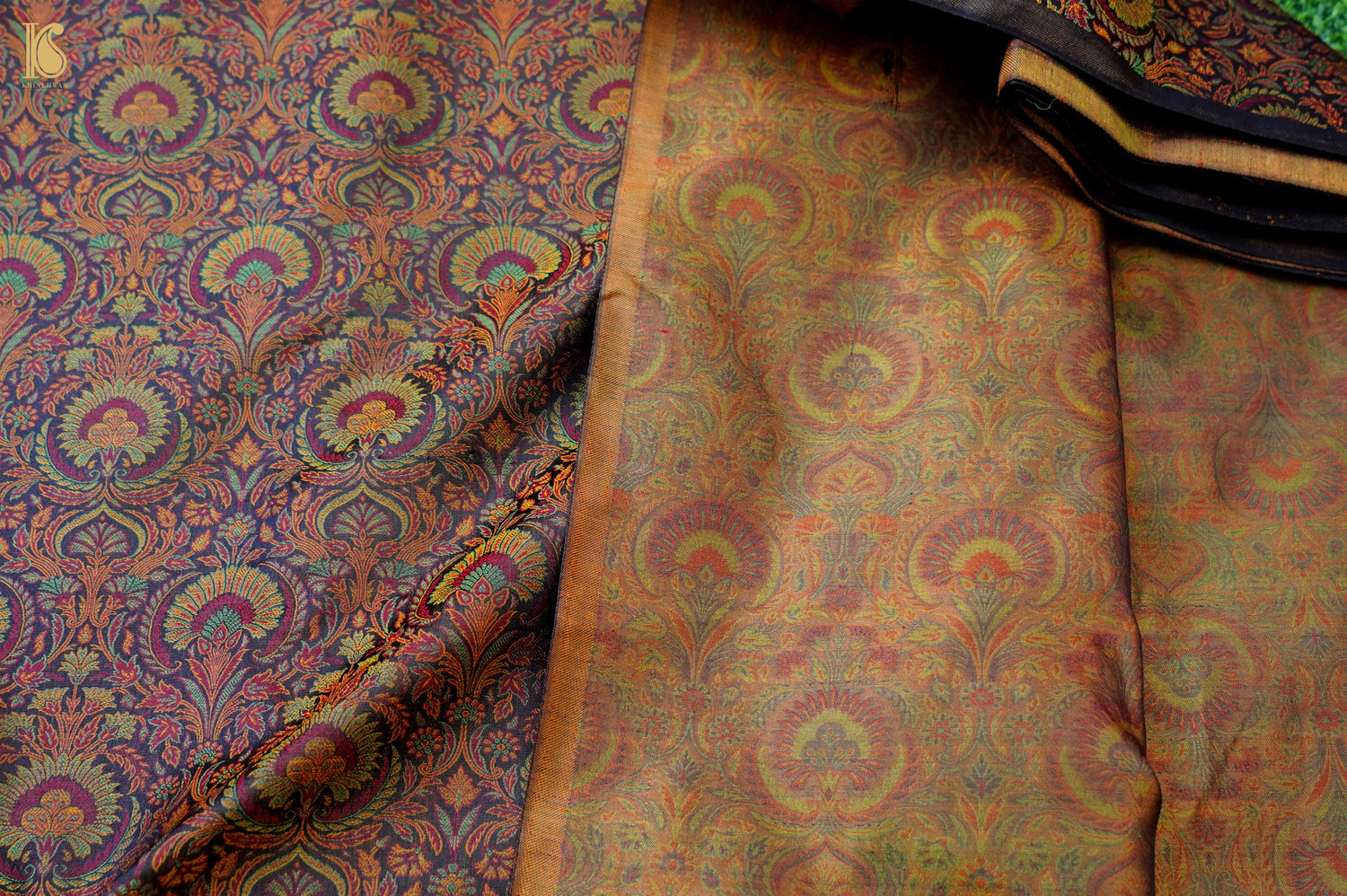 Handloom Banarasi Neelkanthi Tanchoi Silk Fabric