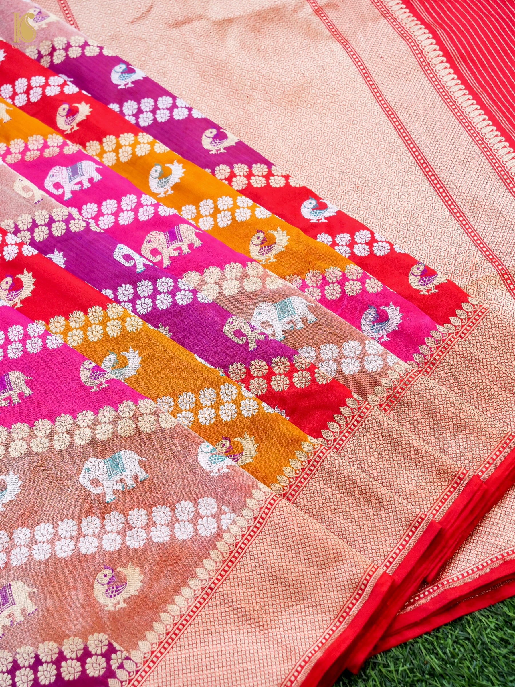 Handloom Banarasi Katan and Tissue Silk Rangkat Elephant Saree