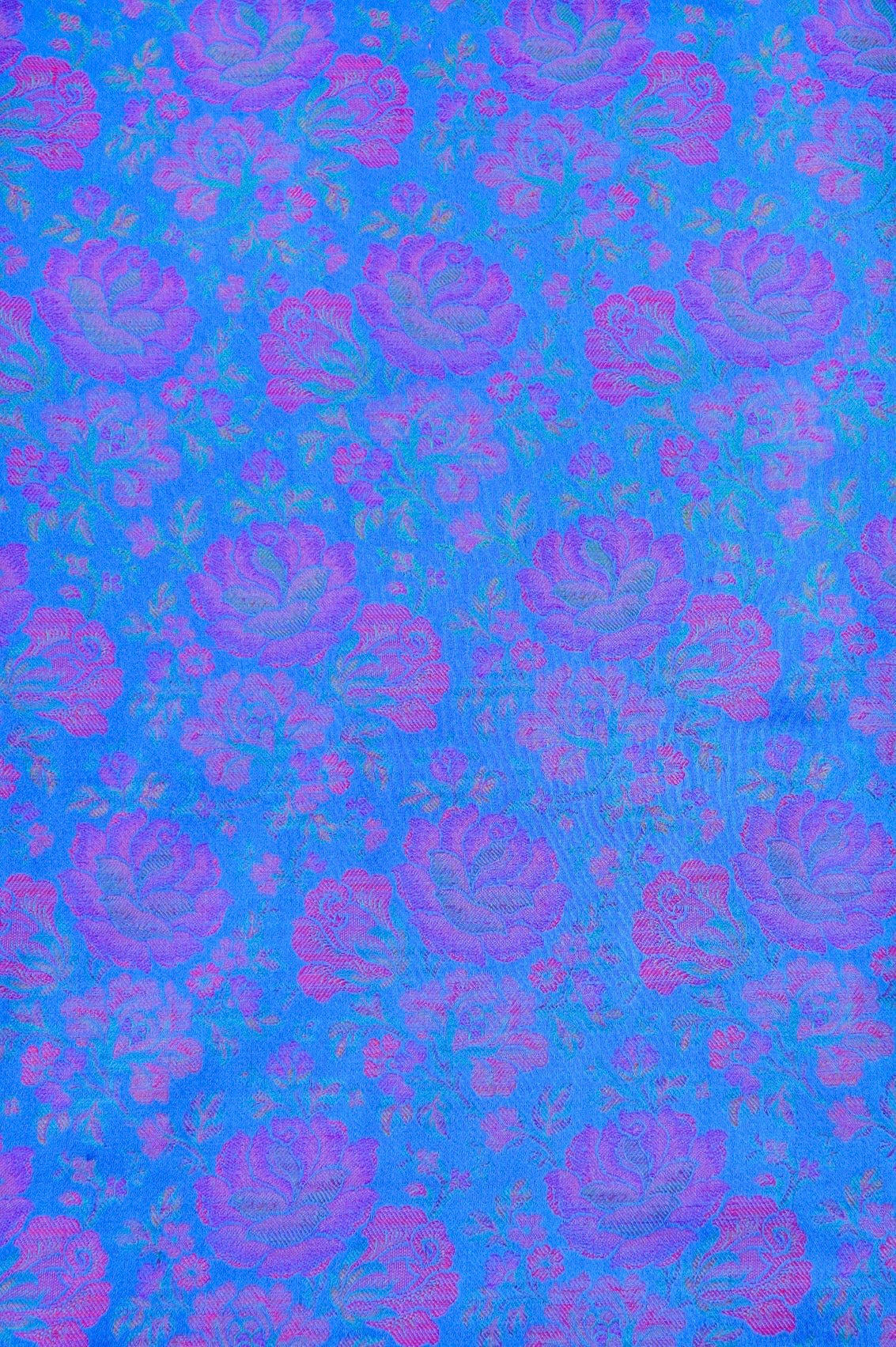 Handloom Banarasi Tanchoi Silk Rose Fabric