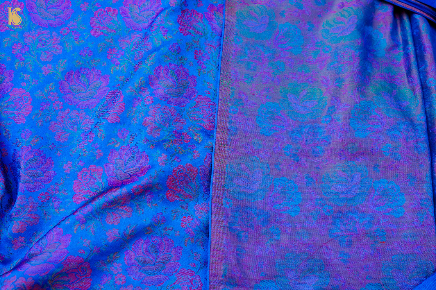 Handloom Banarasi Tanchoi Silk Rose Fabric