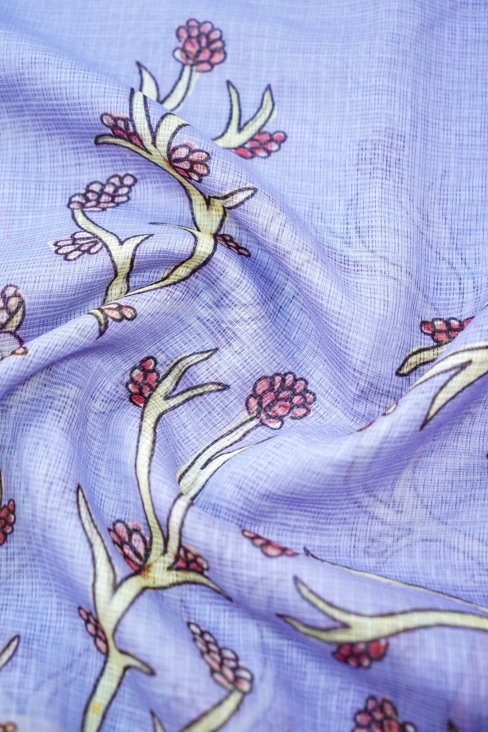 Chakor Gond Print Kota Saree in Lavender - Khinkhwab