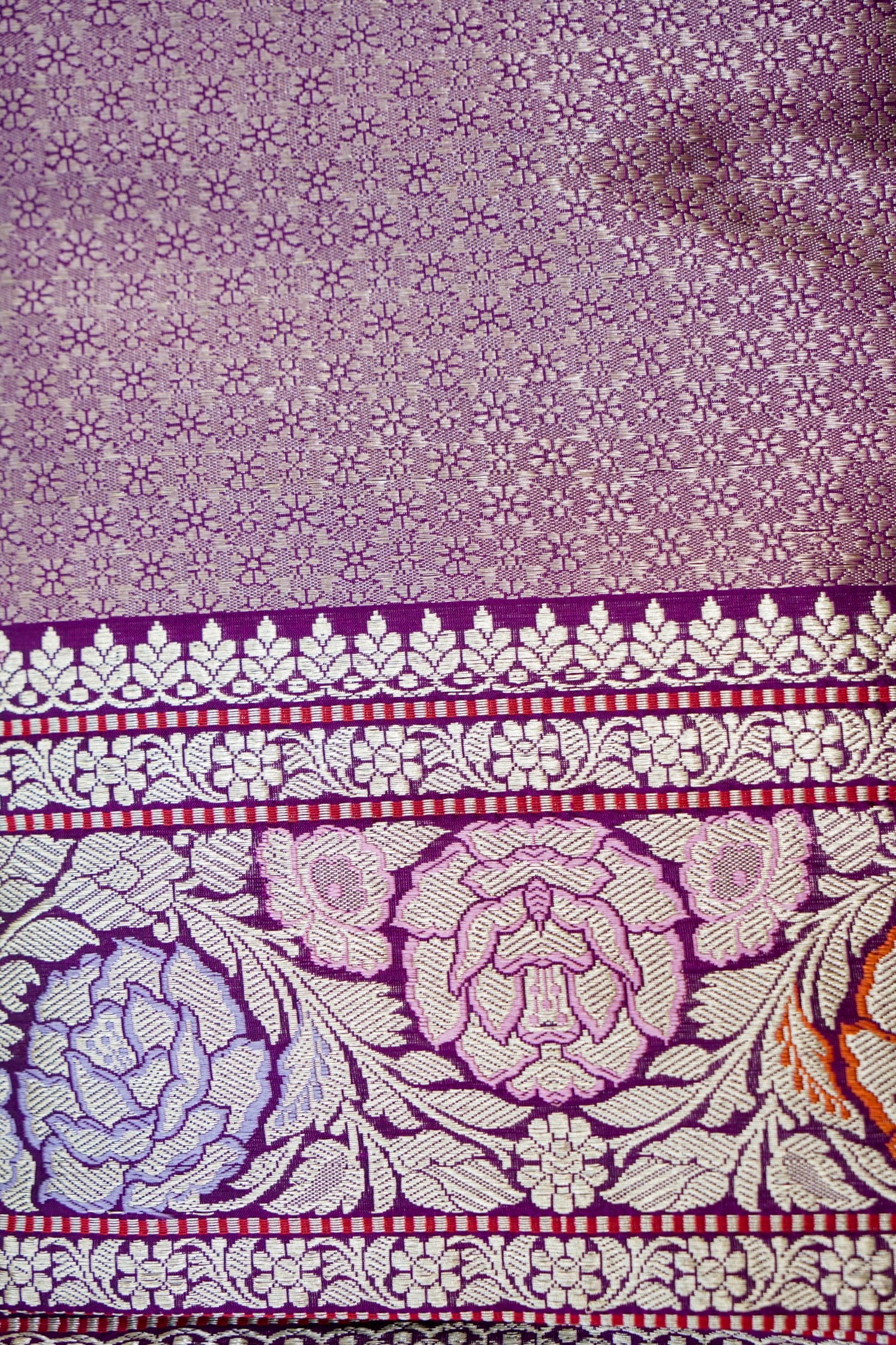 Banarasi Katan Silk Kadwa Jangla Meenakari Handwoven Saree in Deep Purple - Khinkhwab