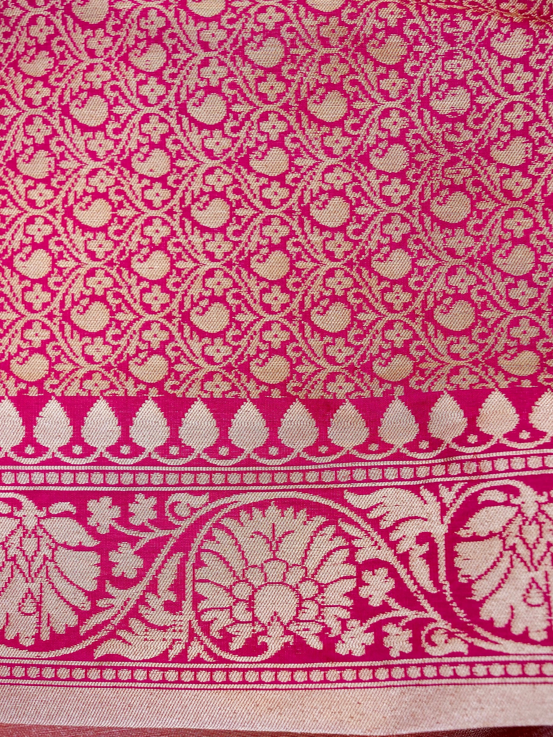 Banarasi Pure Silk Tissue Saree with Patola Border | Peach - Khinkhwab