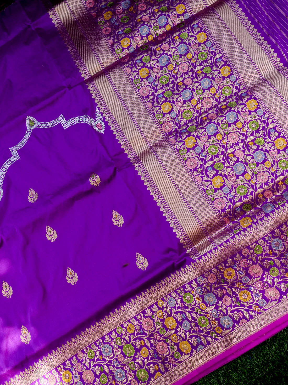 Banarasi Katan Silk Kadwa Meenakari Handloom Saree | Violet - Khinkhwab