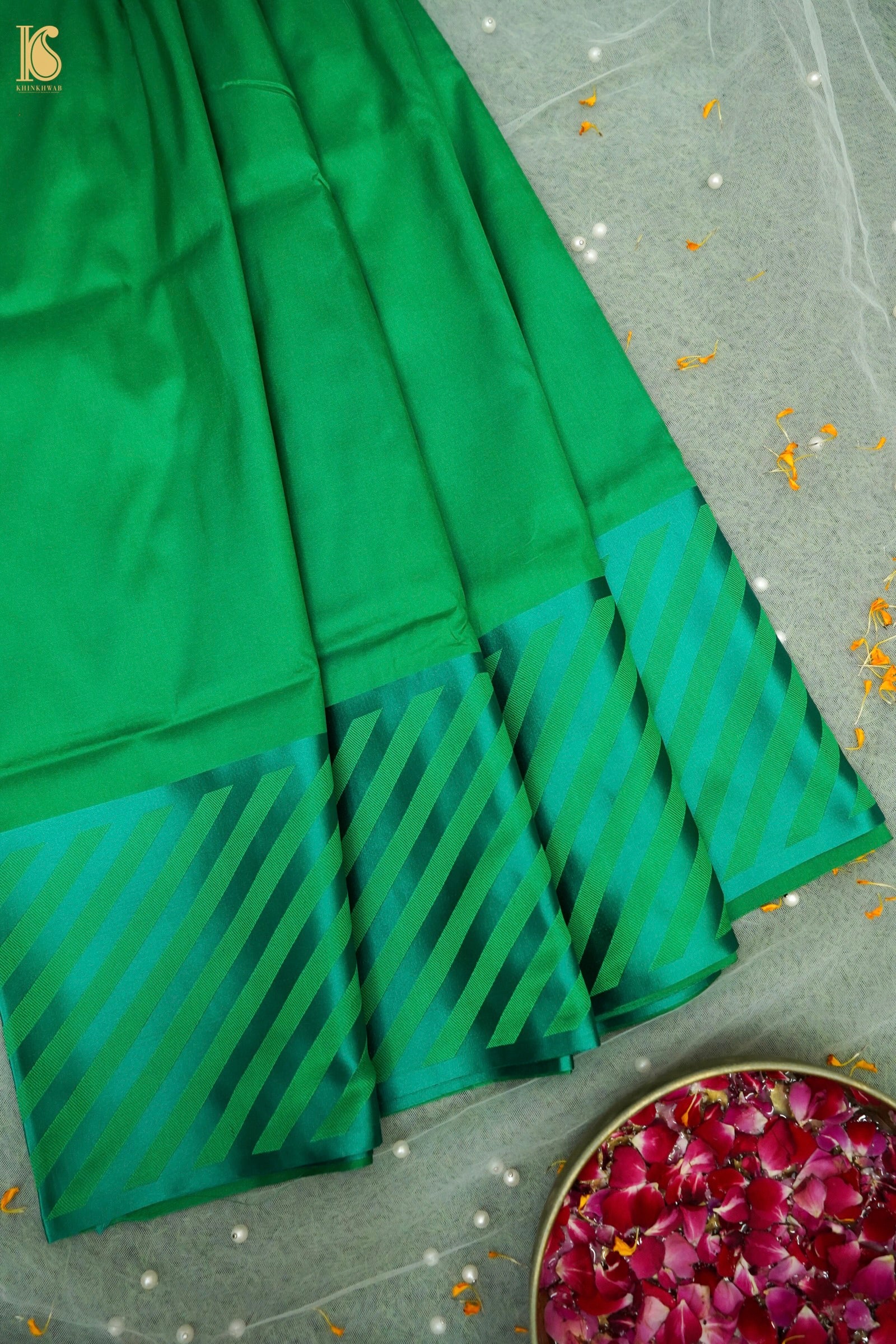 Handwoven Green Mashru Silk Banarasi Saree