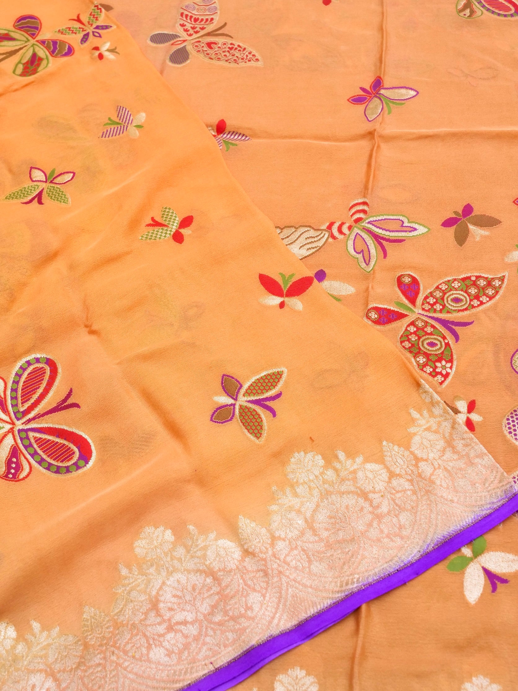 Palchhin | Handloom Banarasi Georgette Meenakari Butterfly Dupatta - Khinkhwab