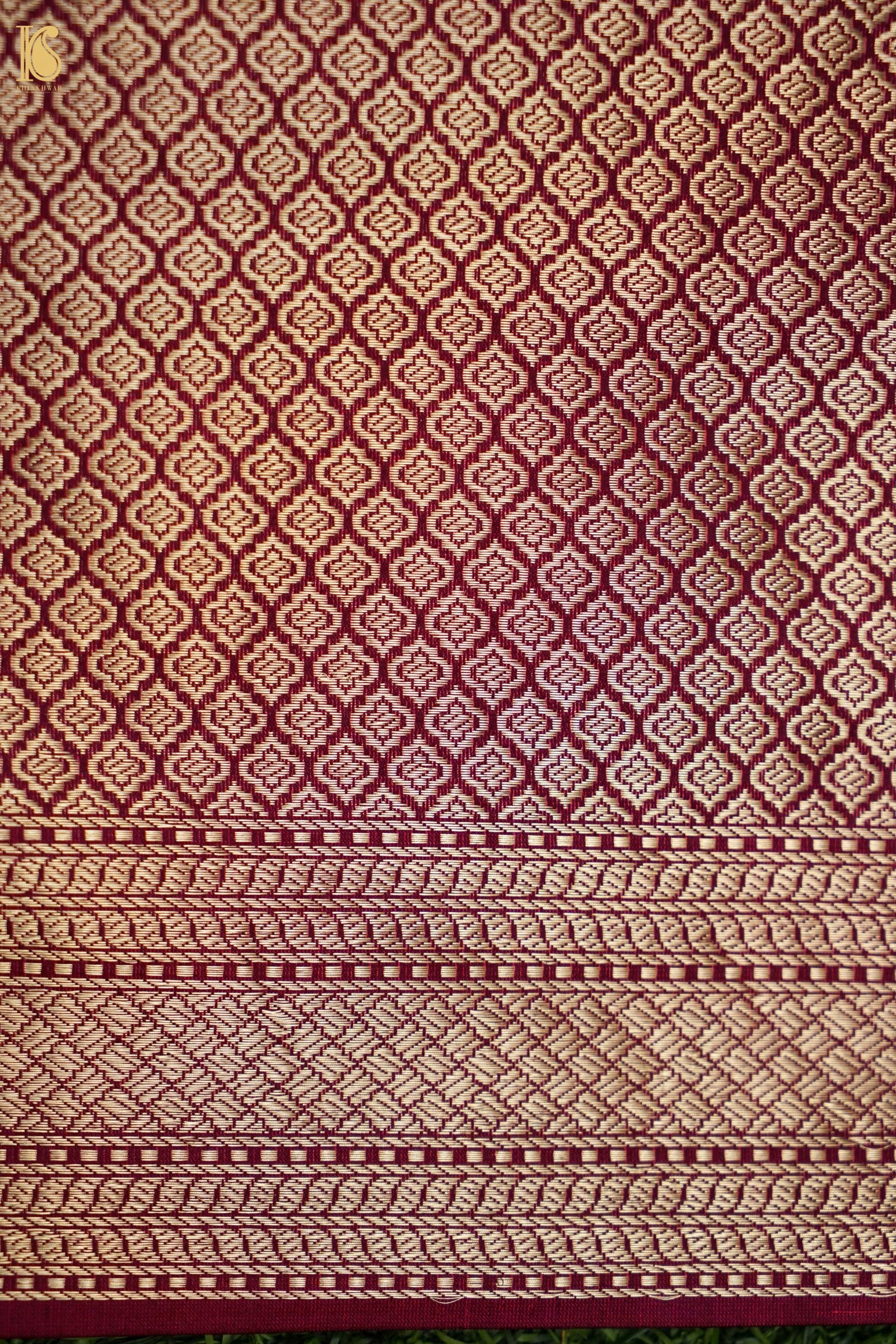 Katan Silk Meenakari Jaal Handwoven Banarasi Saree in Wine