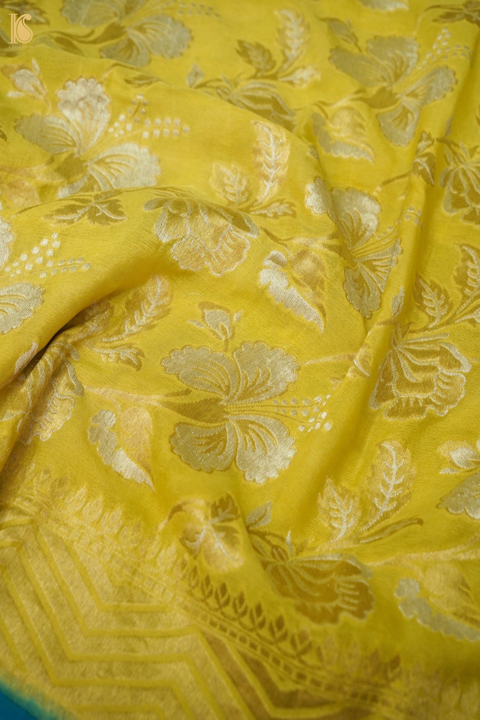 Banarasi Georgette Dahlia Dupatta in Yellow