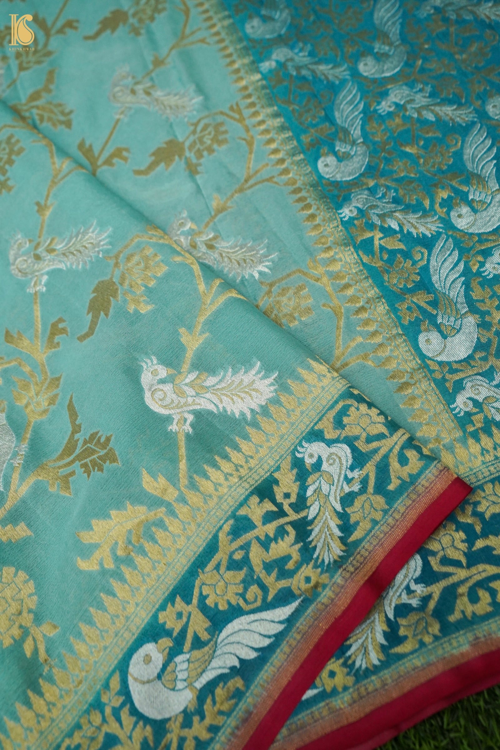 Banarasi Georgette Birds Dupatta in Blue