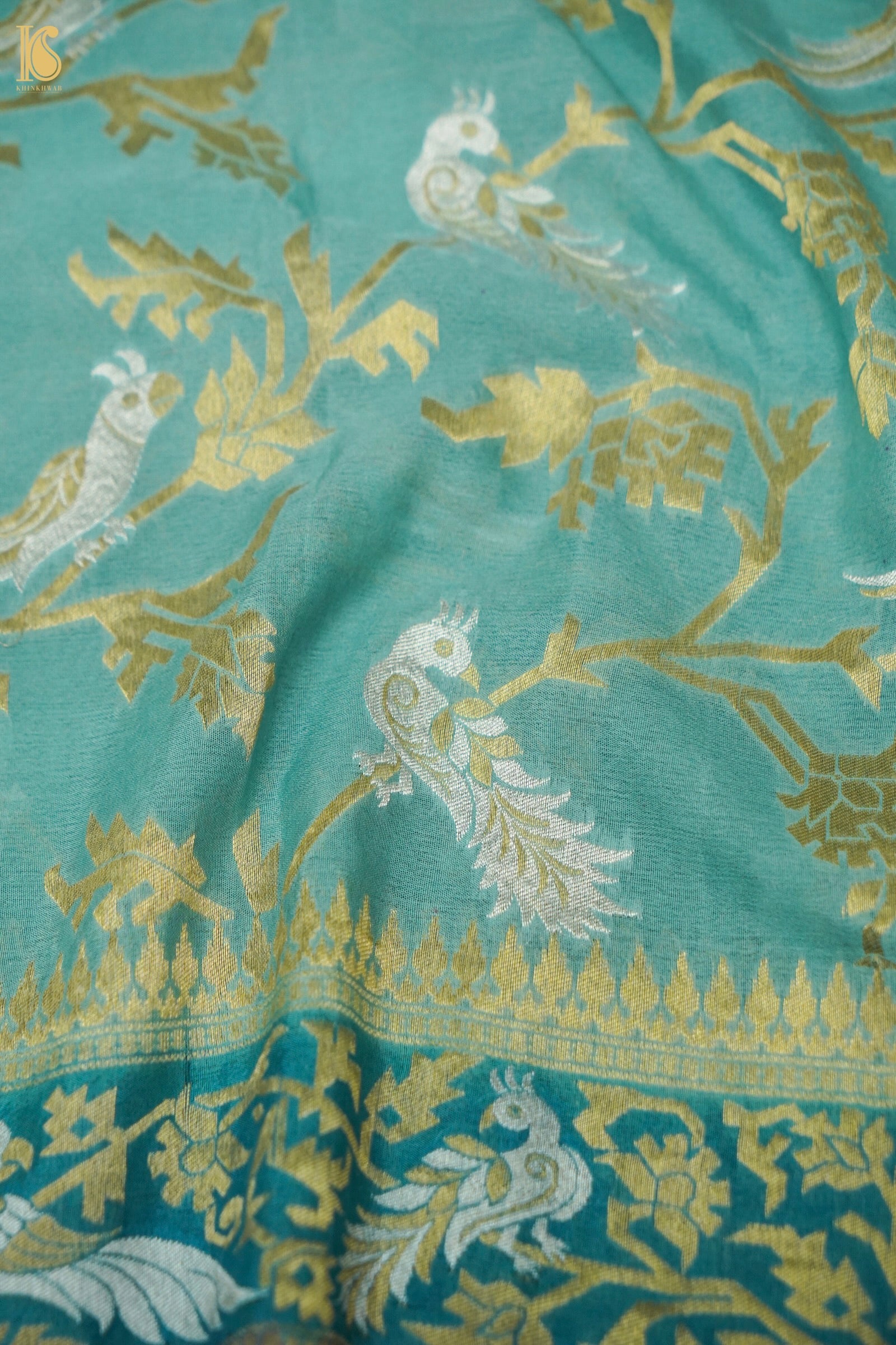 Banarasi Georgette Birds Dupatta in Blue