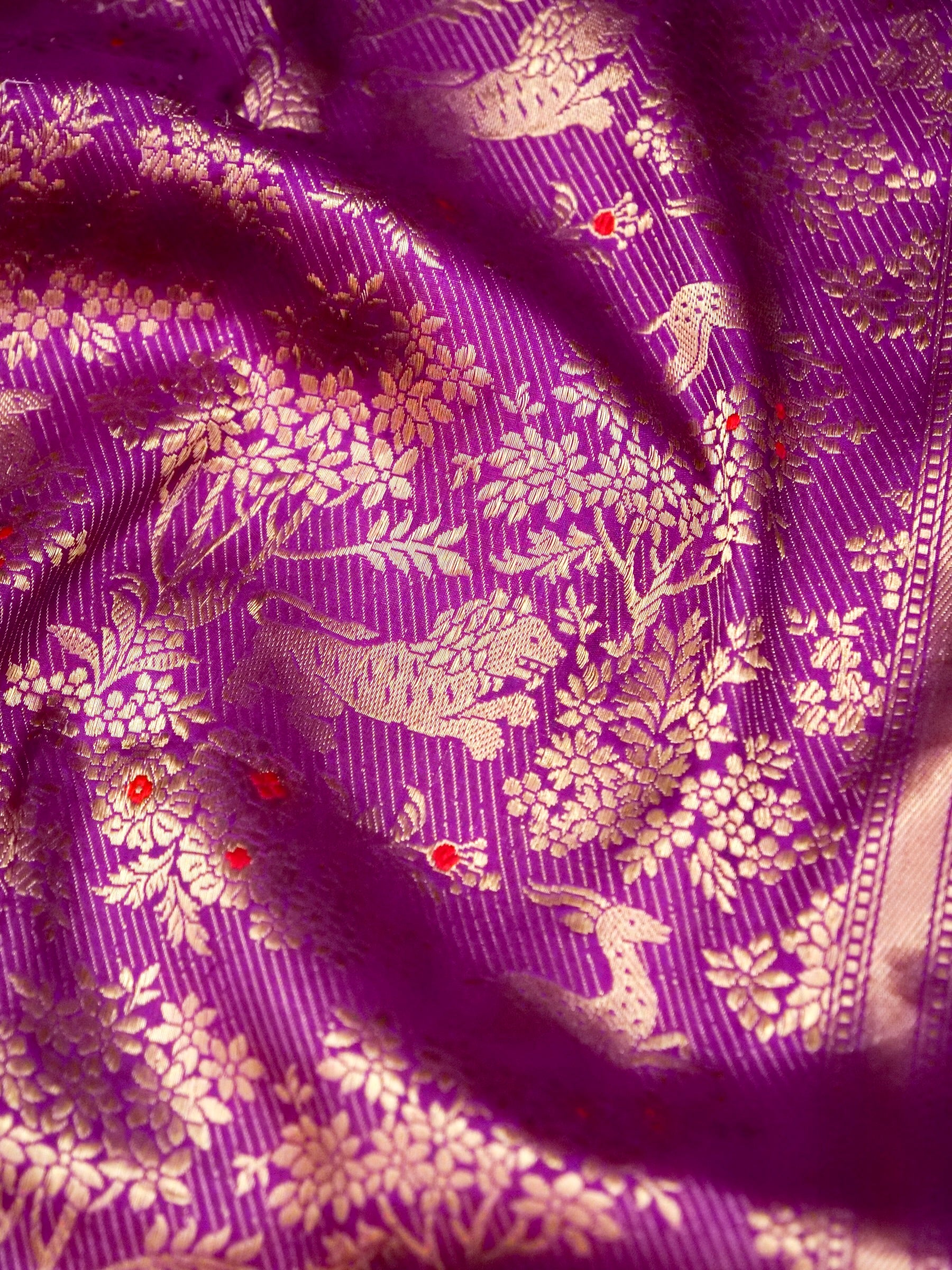 Handloom Banarasi Katan Silk Shikargah Jungle Saree - Khinkhwab