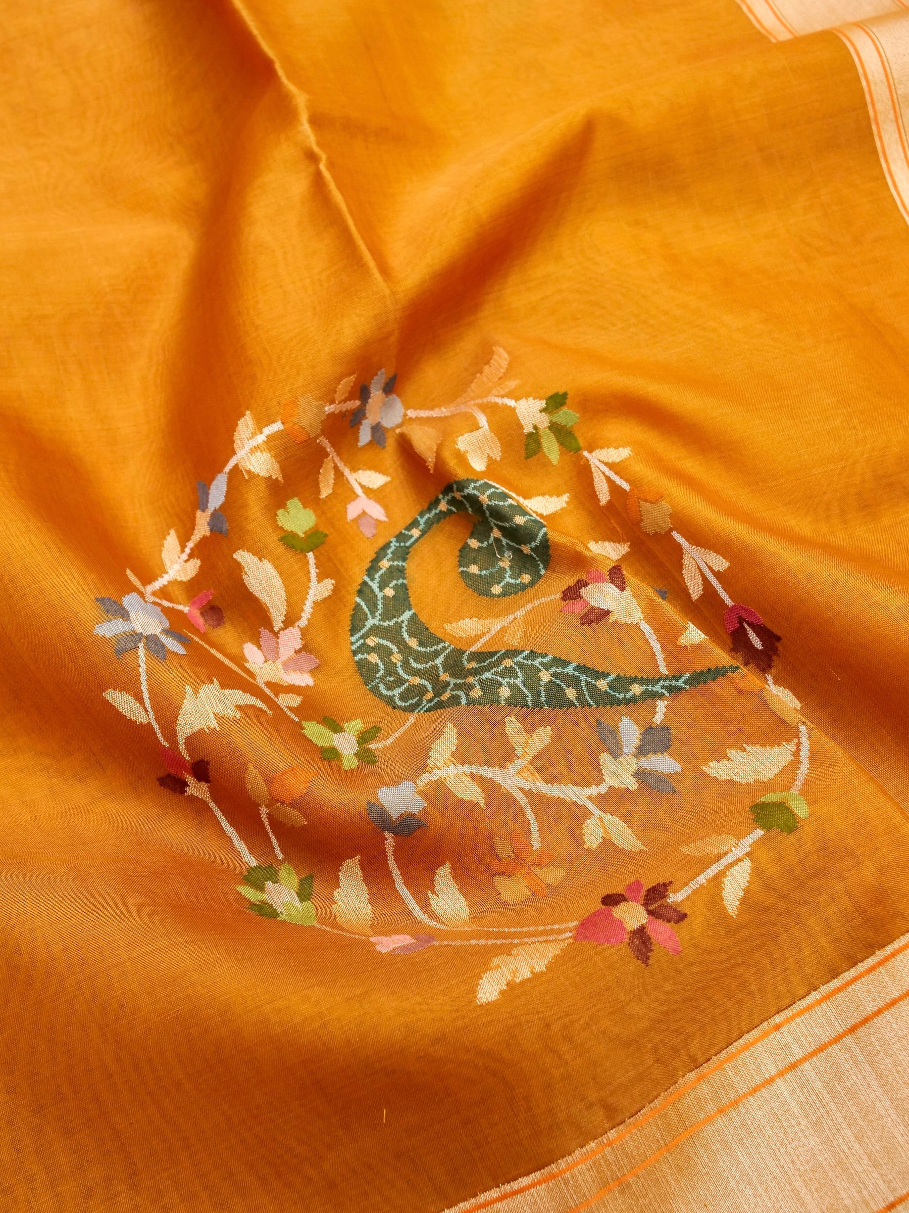 Handloom Banarasi Real Silver Zari Cotton Saree - Khinkhwab