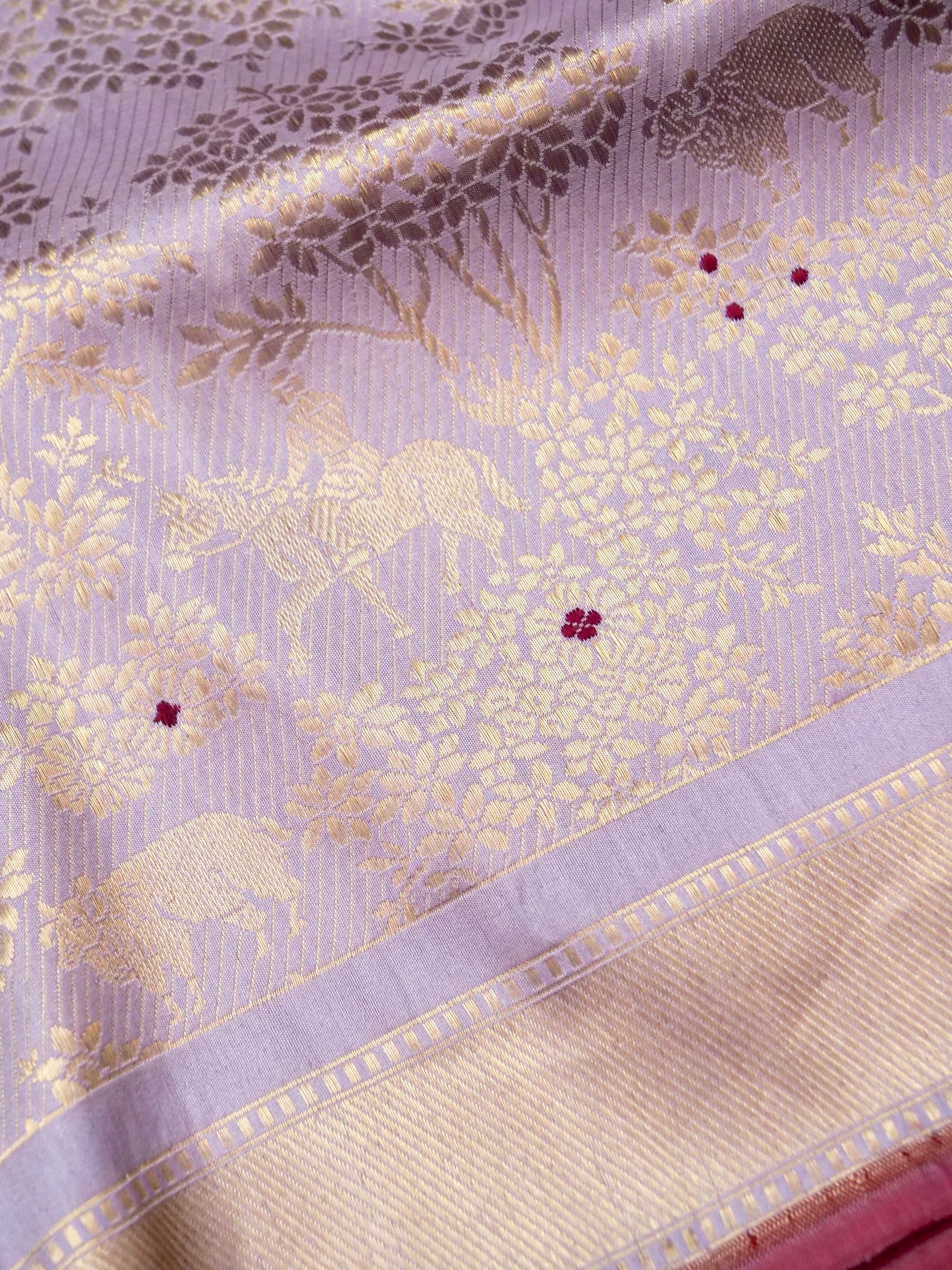 Handloom Banarasi Katan Silk Shikargah Jungle Saree - Khinkhwab